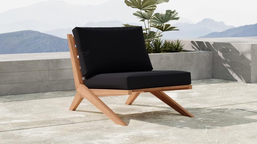 

    
Contemporary Black Wood Fabric Patio Chair Meridian Furniture Tahiti 351Black-C
