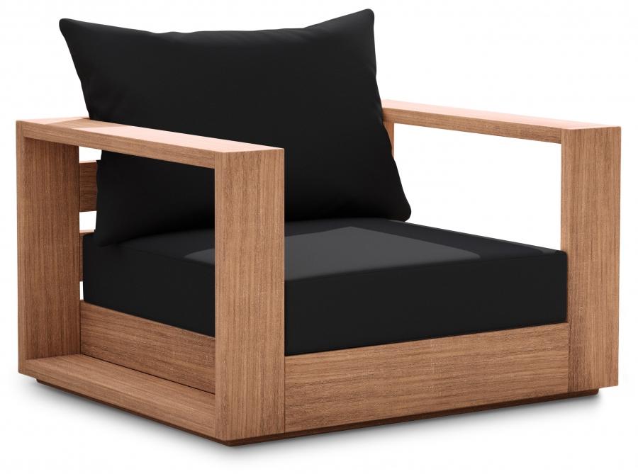 

    
Contemporary Black Wood Fabric Patio Chair Meridian Furniture Tulum 353Black-C
