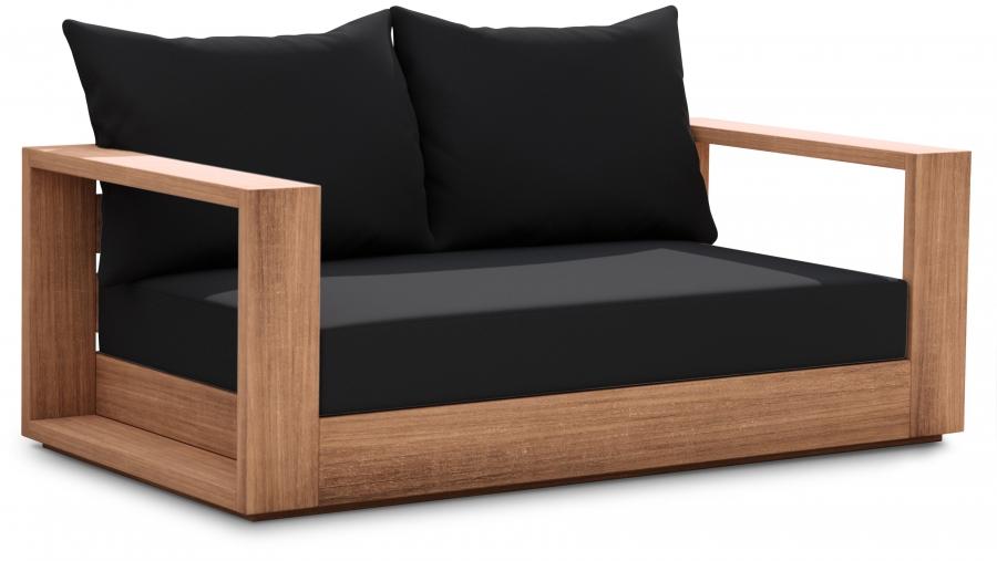 

    
 Shop  Contemporary Black Wood Fabric Patio Sofa Set 4PCS Meridian Furniture Tulum 353Black-S-4PCS
