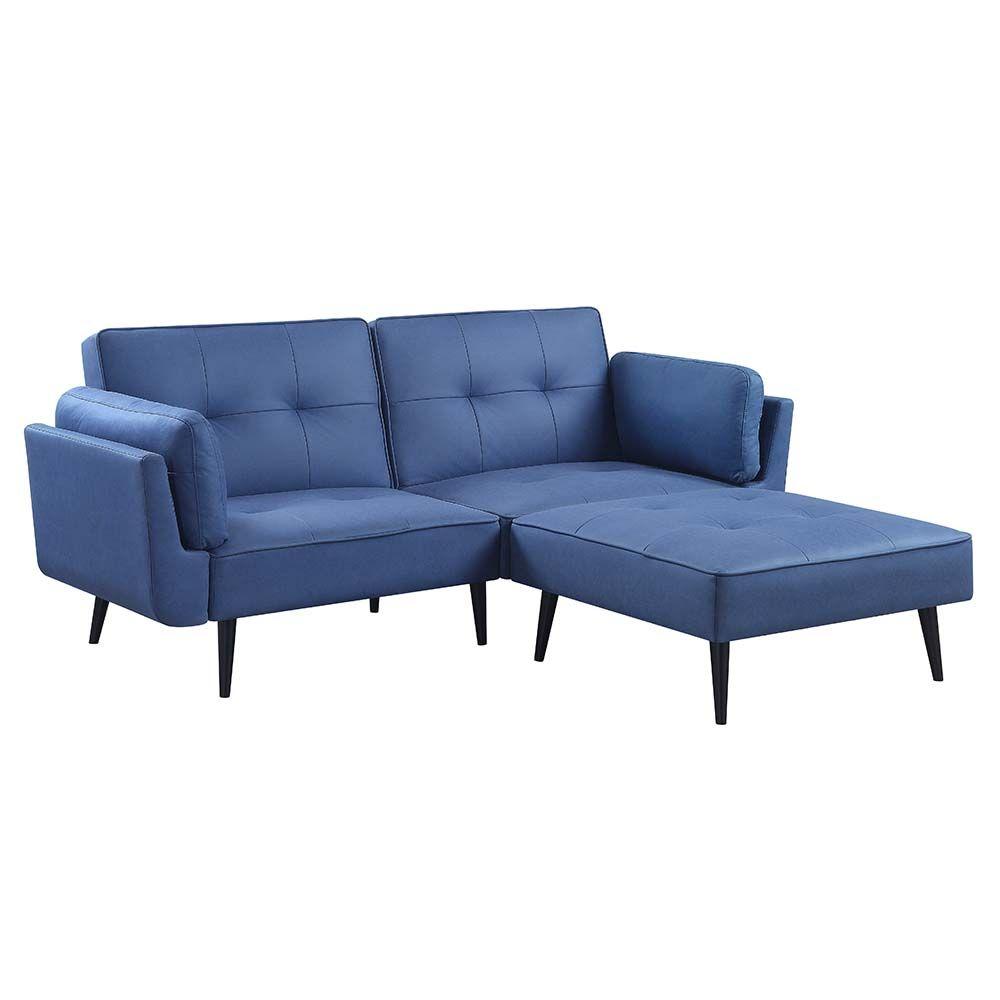Contemporary Sofa Nafisa LV00823 in Blue Fabric