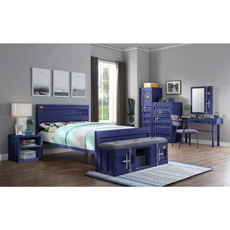 

    
Contemporary Blue Twin 4pcs Bedroom Set by Acme Cargo 35930T-4pcs
