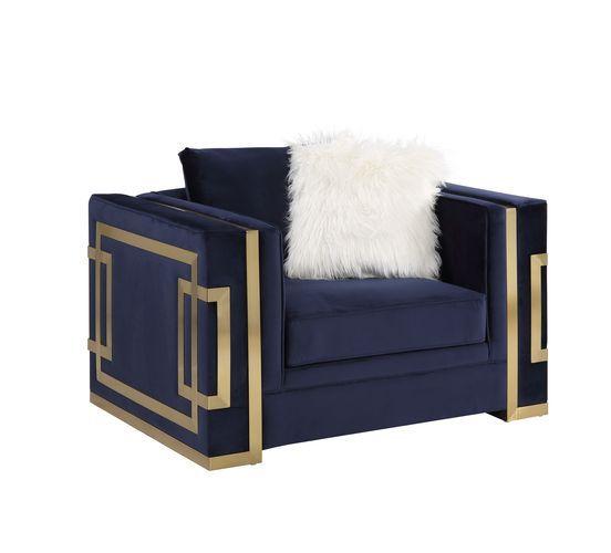 

    
Contemporary Blue Velvet Chair by Acme Virrux LV00295

