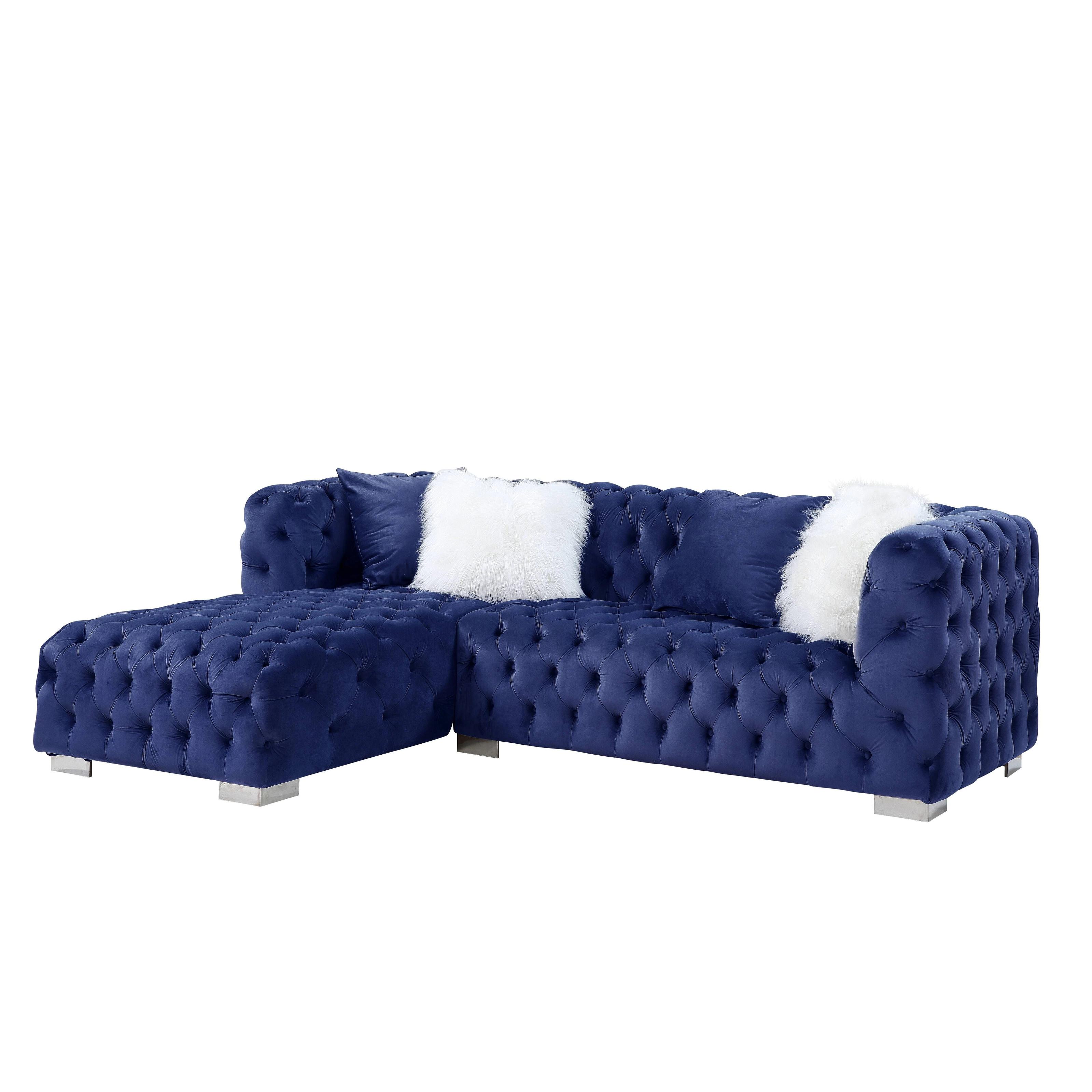 Modern Sectional Sofa Syxtyx LV00333-2pcs in Blue Velvet