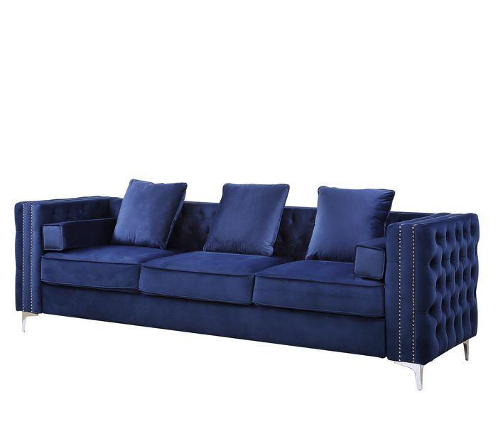 Contemporary Sofa Bovasis LV00366 in Blue Velvet