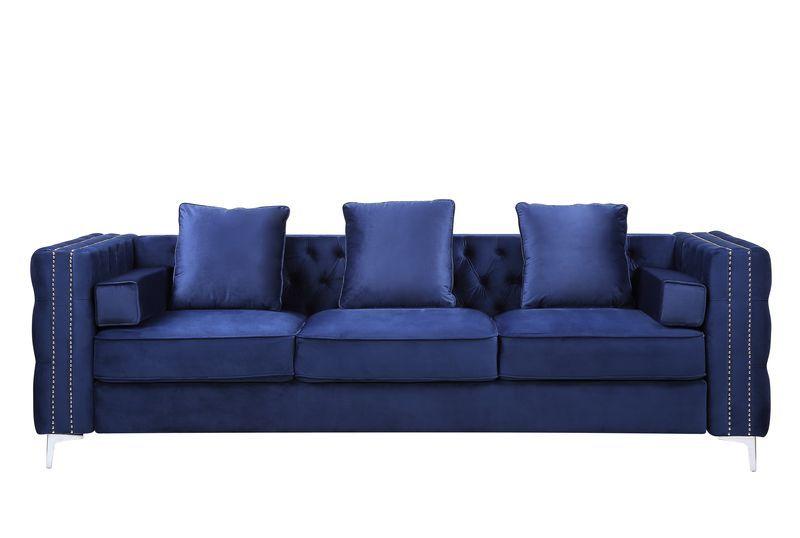 

    
Contemporary Blue Velvet Sofa by Acme Bovasis LV00366
