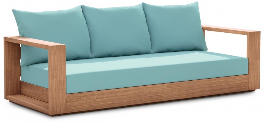 

    
Contemporary Blue Wood Fabric Patio Sofa Meridian Furniture Tulum 353SeaBlue-S
