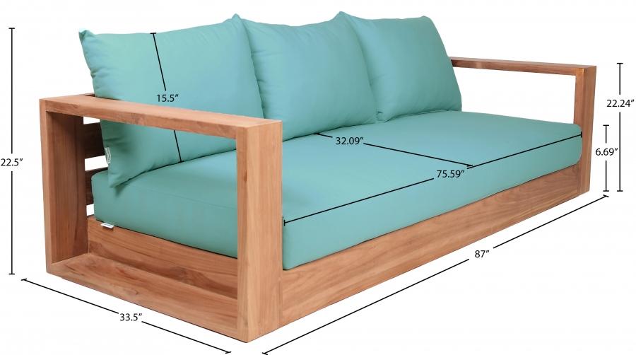 

    
 Order  Contemporary Blue Wood Fabric Patio Sofa Meridian Furniture Tulum 353SeaBlue-S
