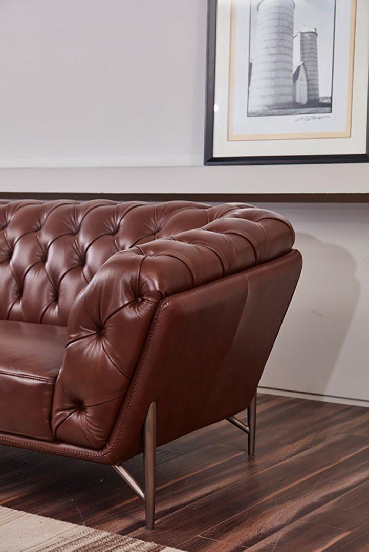 

    
 Order  Brown Top-Grain Italian Leather Sofa Set 3Pcs EK8009-BRO American Eagle Classic
