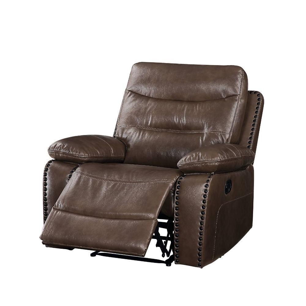 

    
Contemporary Brown Leather Motion Recliner w/ Console by Acme Aashi 55422
