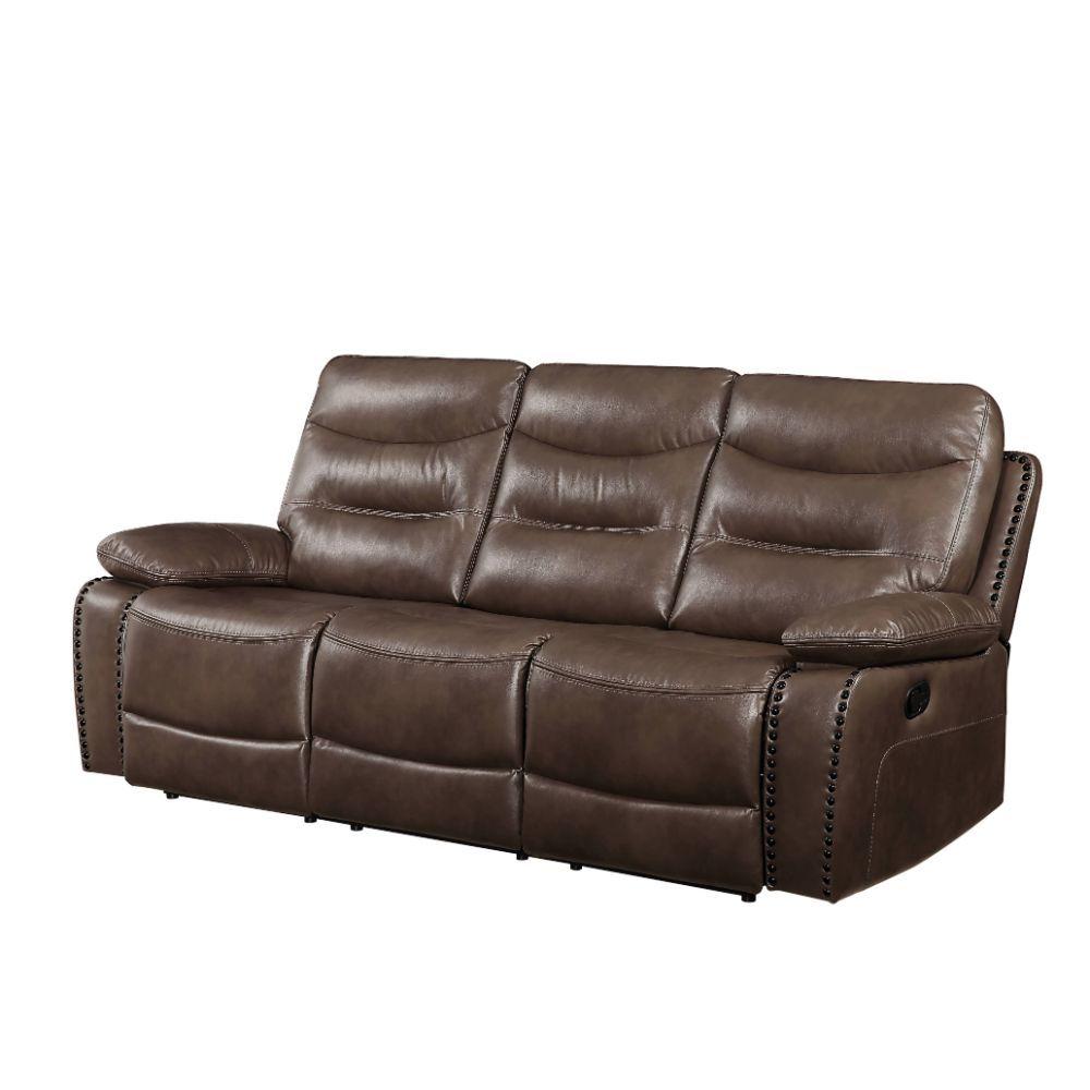 

    
Contemporary Brown Leather Motion Sofa w/ Console by Acme Aashi 55420
