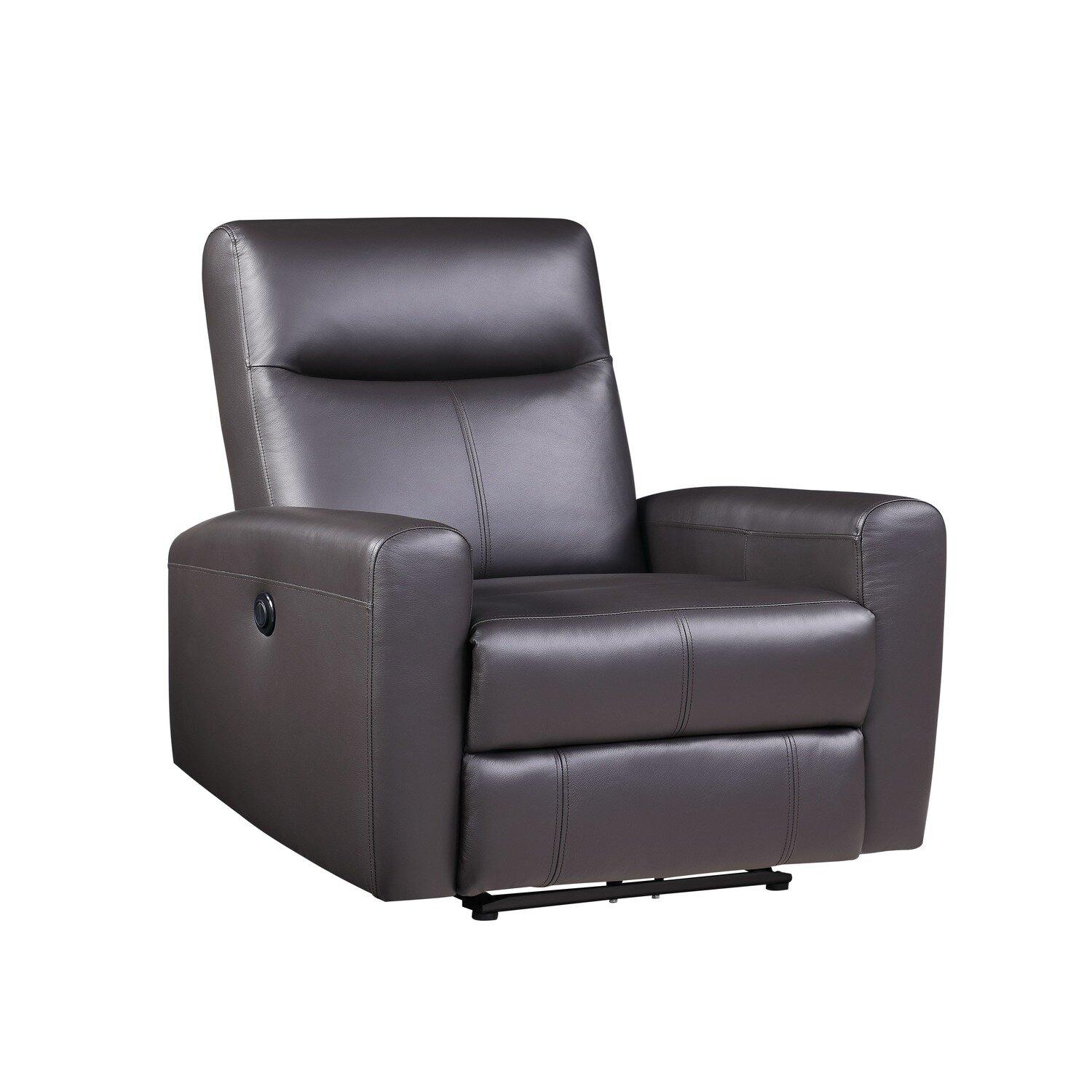 

    
Contemporary Brown Top Grain Leather Match Recliner by Acme Blane 59773
