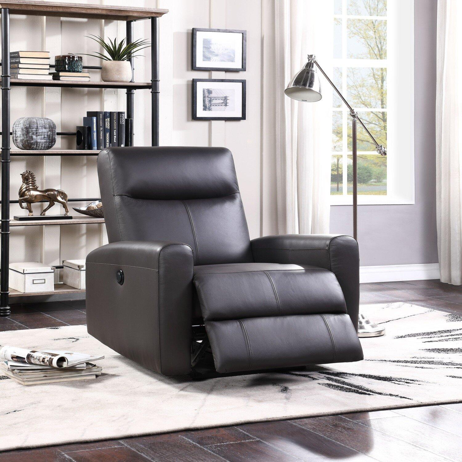 

    
59773 Contemporary Brown Top Grain Leather Match Recliner by Acme Blane 59773
