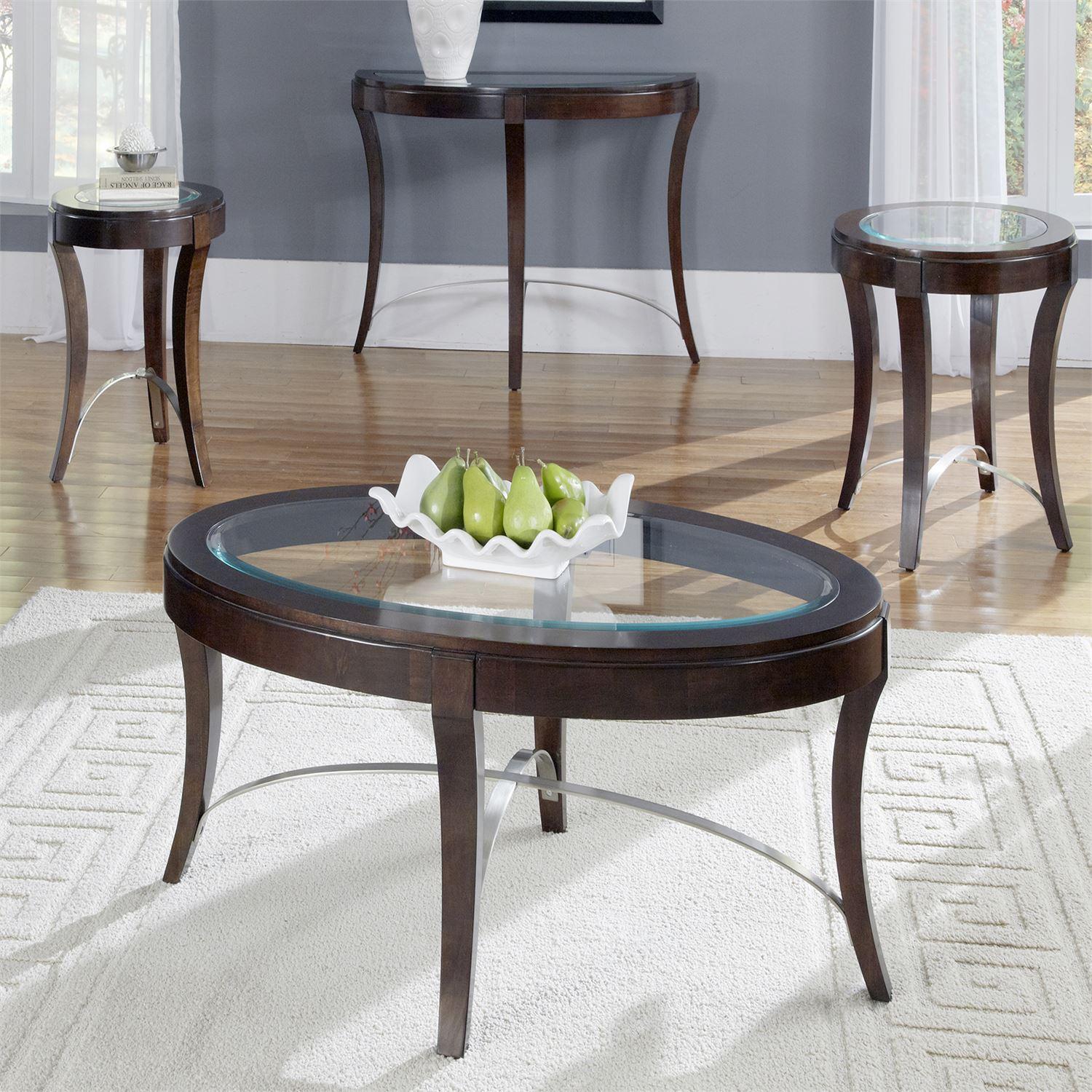 Contemporary Coffee Table Set Avalon  (505-OT) Coffee Table Set 505-OT-3PCS in Brown 