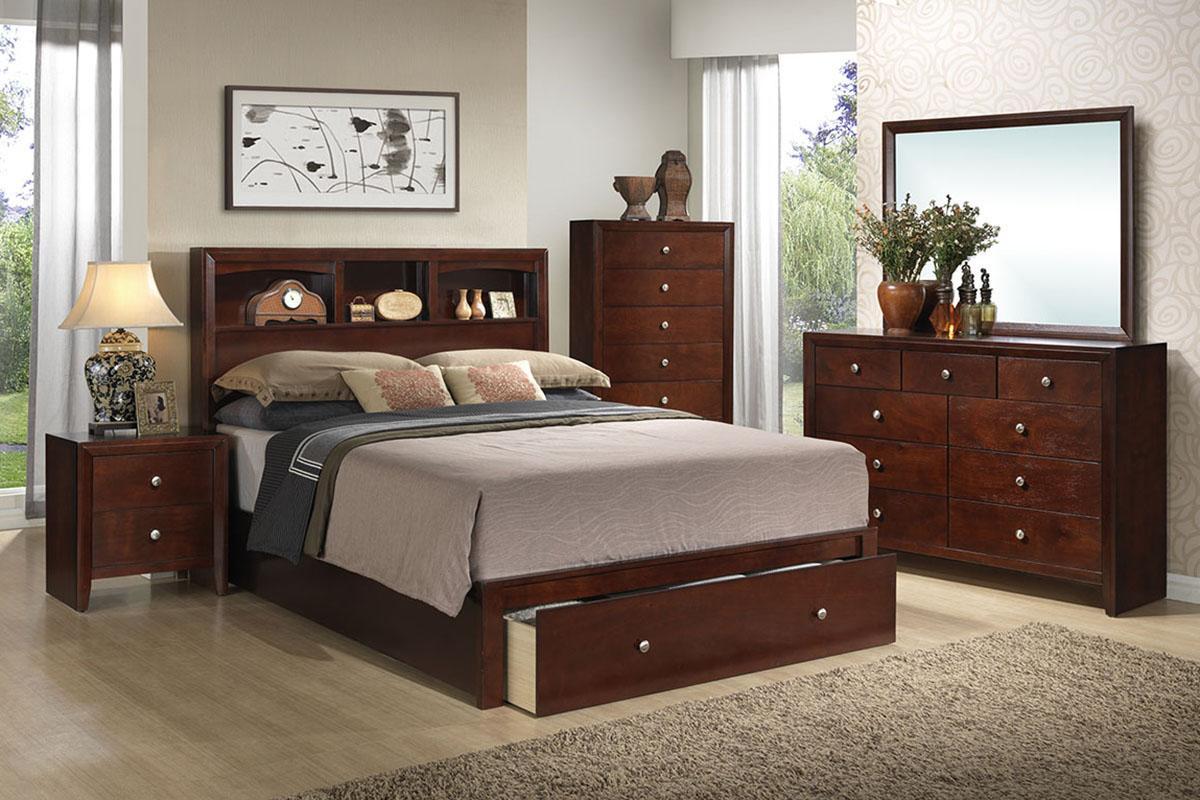 

    
Contemporary Brown Wood Eastern King Storage Bed F9282 Poundex
