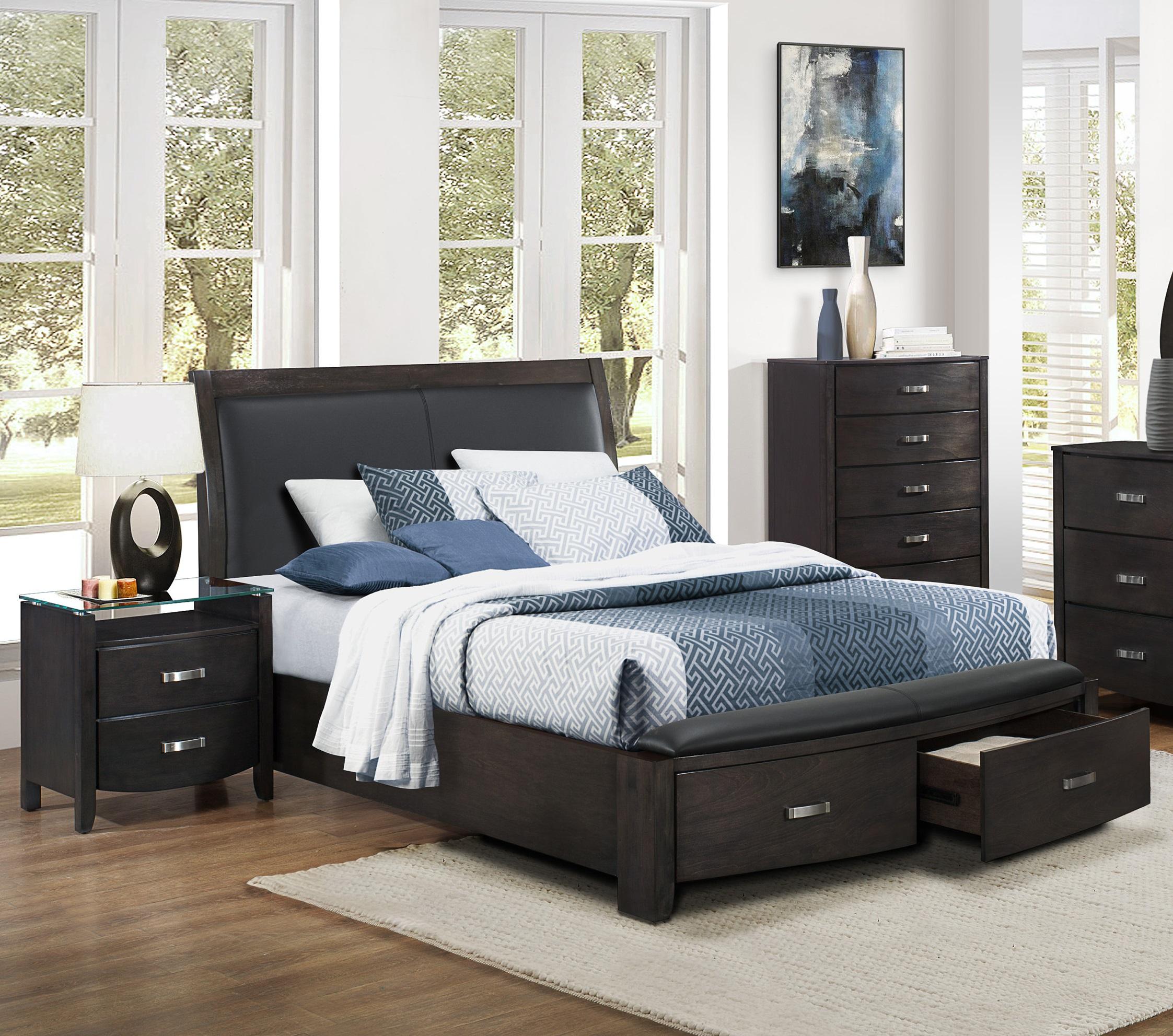 Contemporary Bedroom Set 1737NGY-1-3PC Lyric 1737NGY-1-3PC in Gray Faux Leather