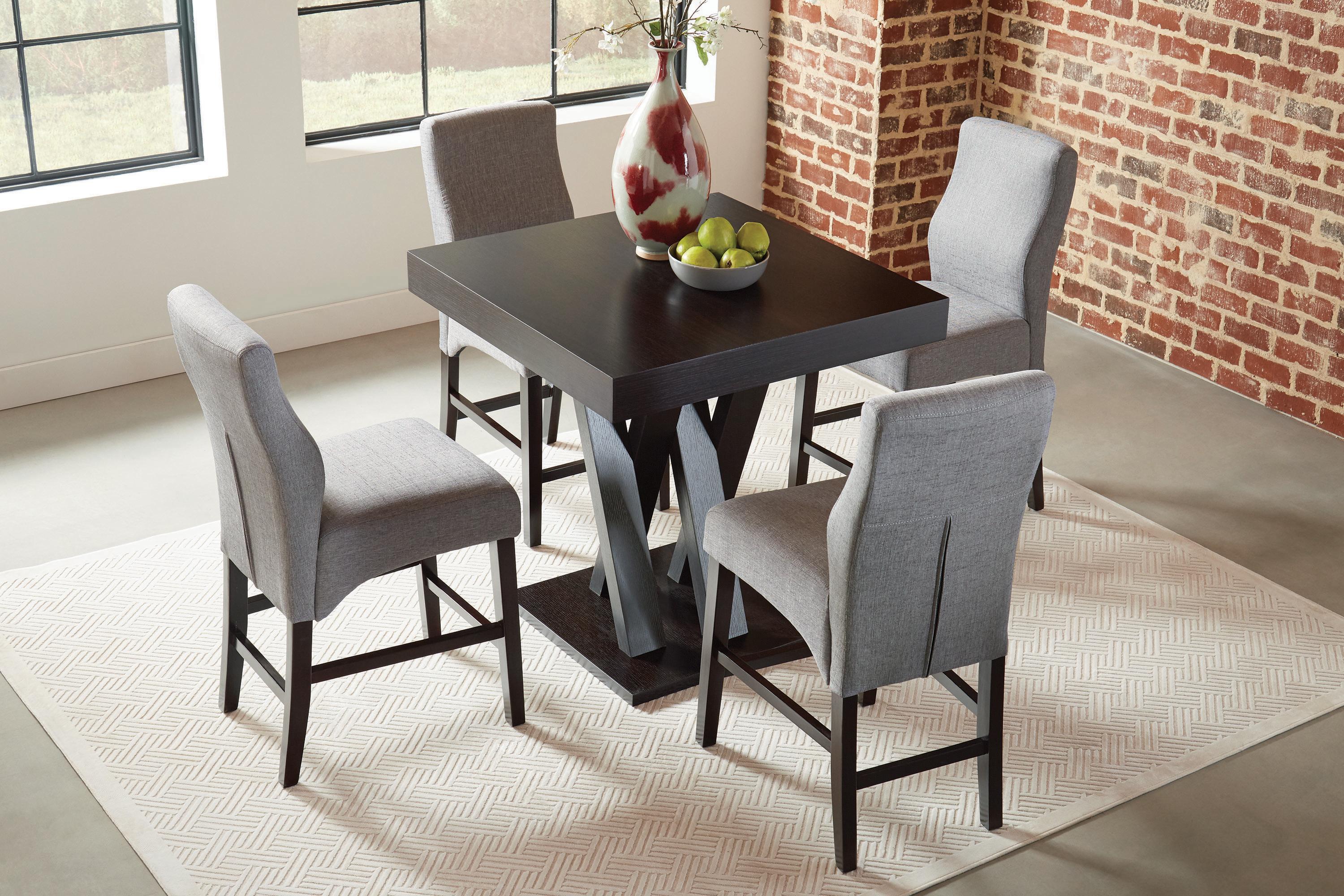 Contemporary Dining Room Set 100523-S5 Lampton 100523-S5 in Cappuccino Fabric