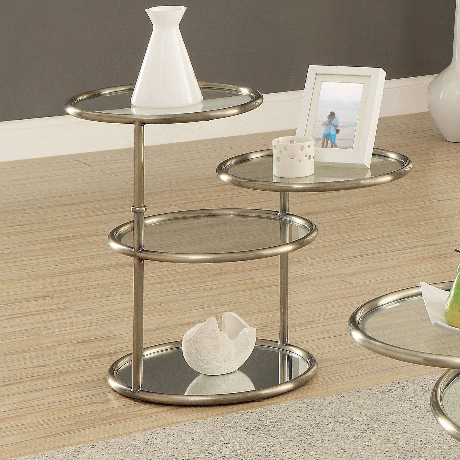 

    
Contemporary Champagne Tempered Glass End Table Furniture of America CM4358E Athlone

