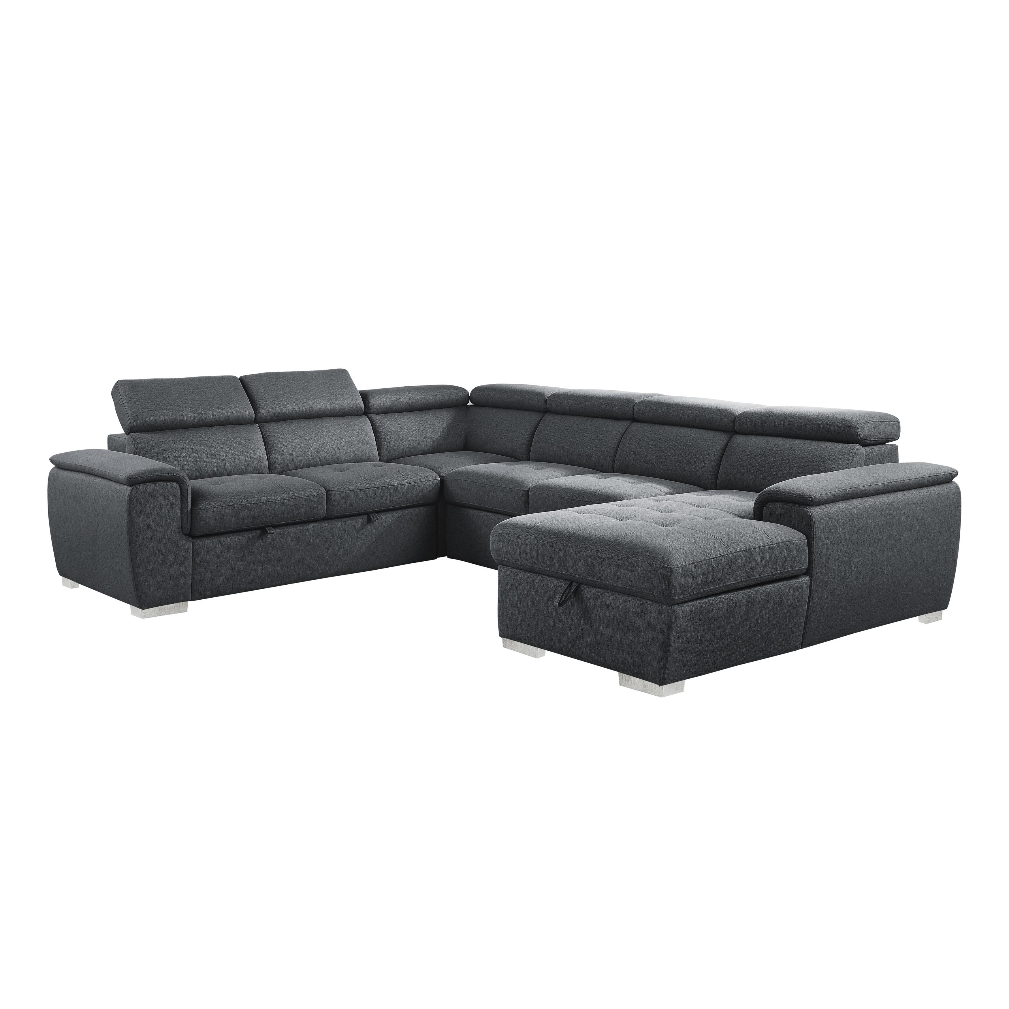 

    
Contemporary Charcoal Chenille 4-Piece Sectional Homelegance 9355CC*42LRC Berel
