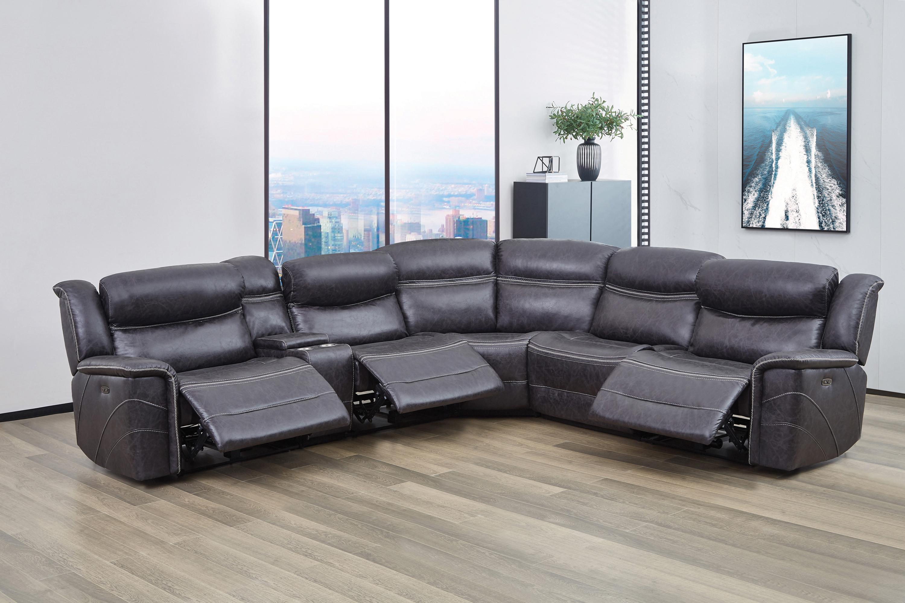 

    
 Photo  Contemporary Charcoal Faux Suede 6-Piece Motion Sectional Coaster 609360 Bluefield
