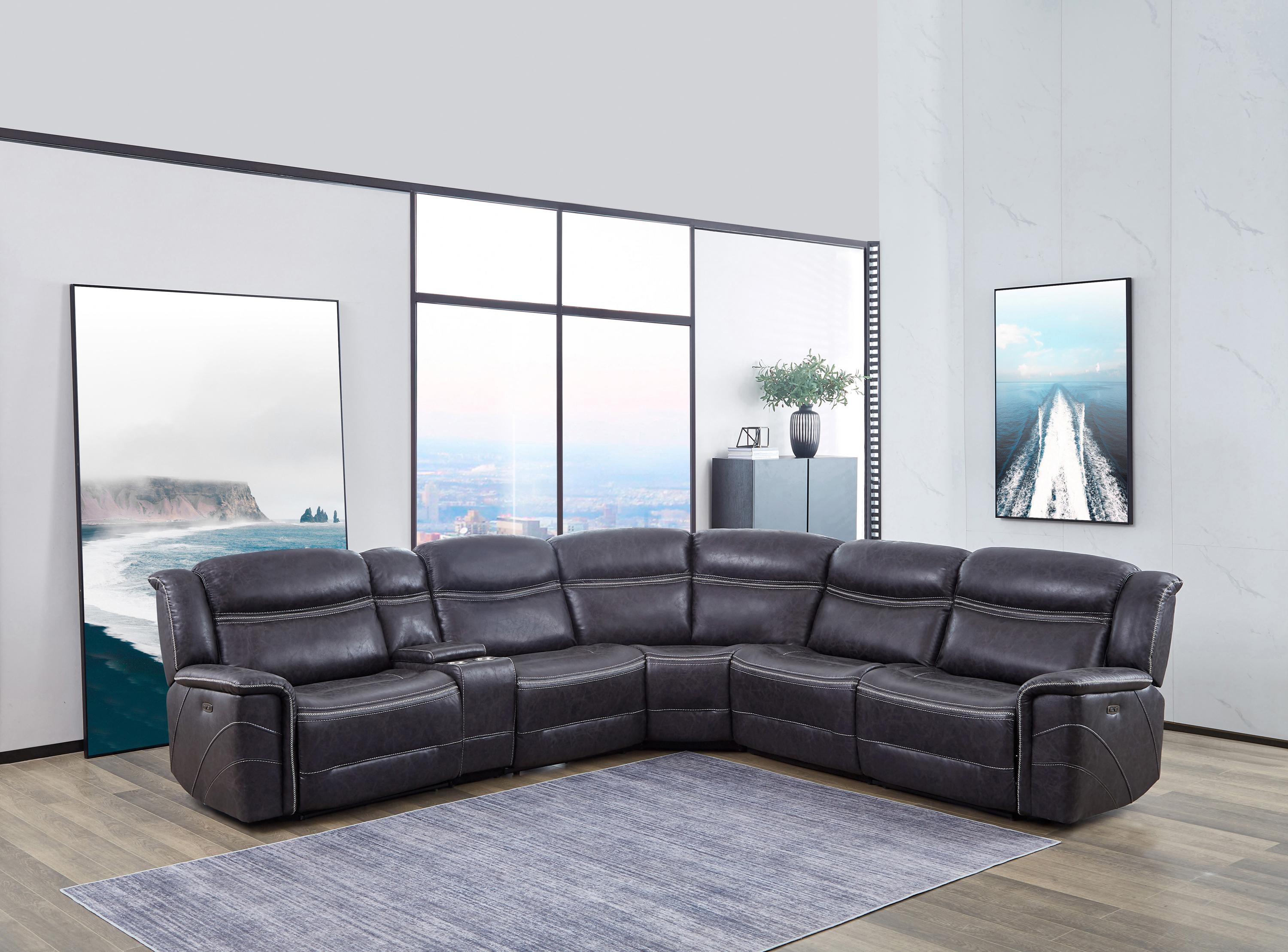 

    
 Shop  Contemporary Charcoal Faux Suede 6-Piece Motion Sectional Coaster 609360 Bluefield
