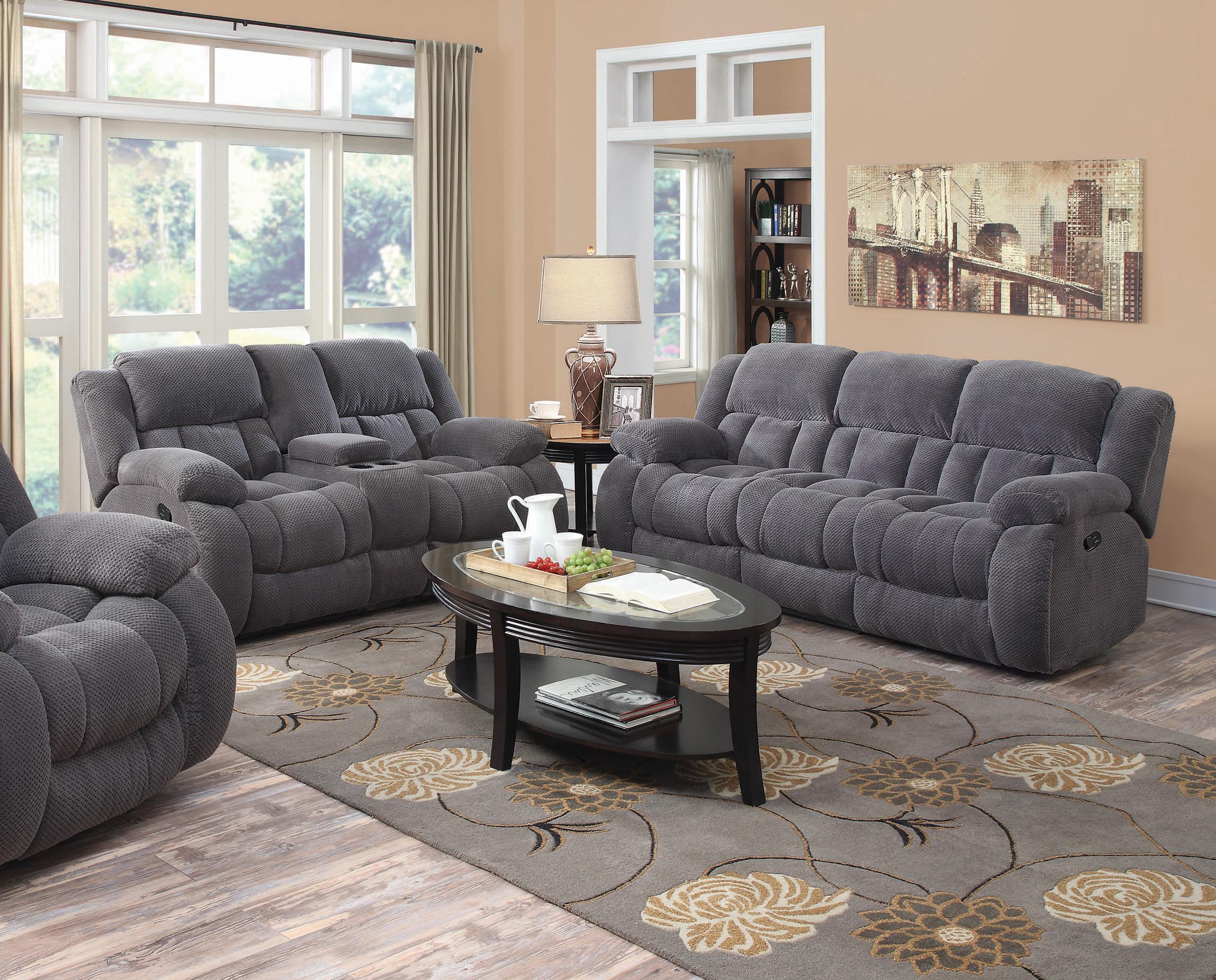 Contemporary Living Room Set 601921-S2 Weissman 601921-S2 in Charcoal 