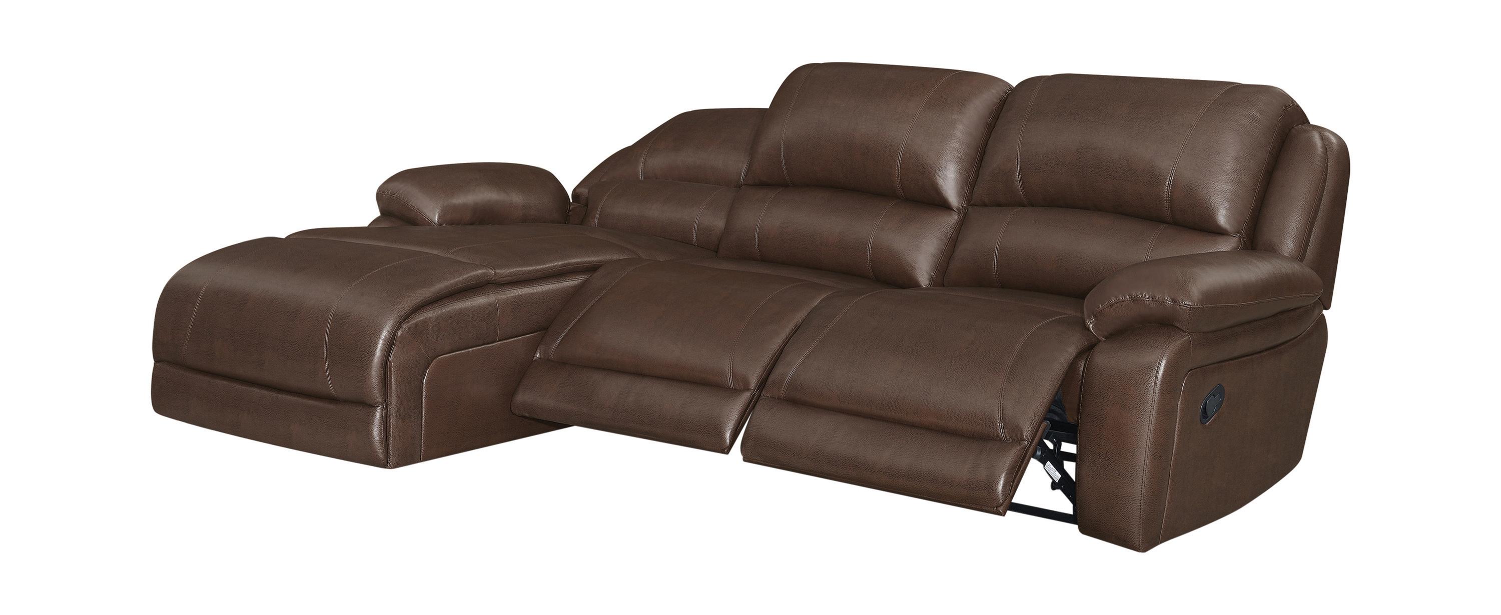 

    
Contemporary Chestnut Faux Leather 3-Piece Motion Sectional Coaster 600357B Mackenzie
