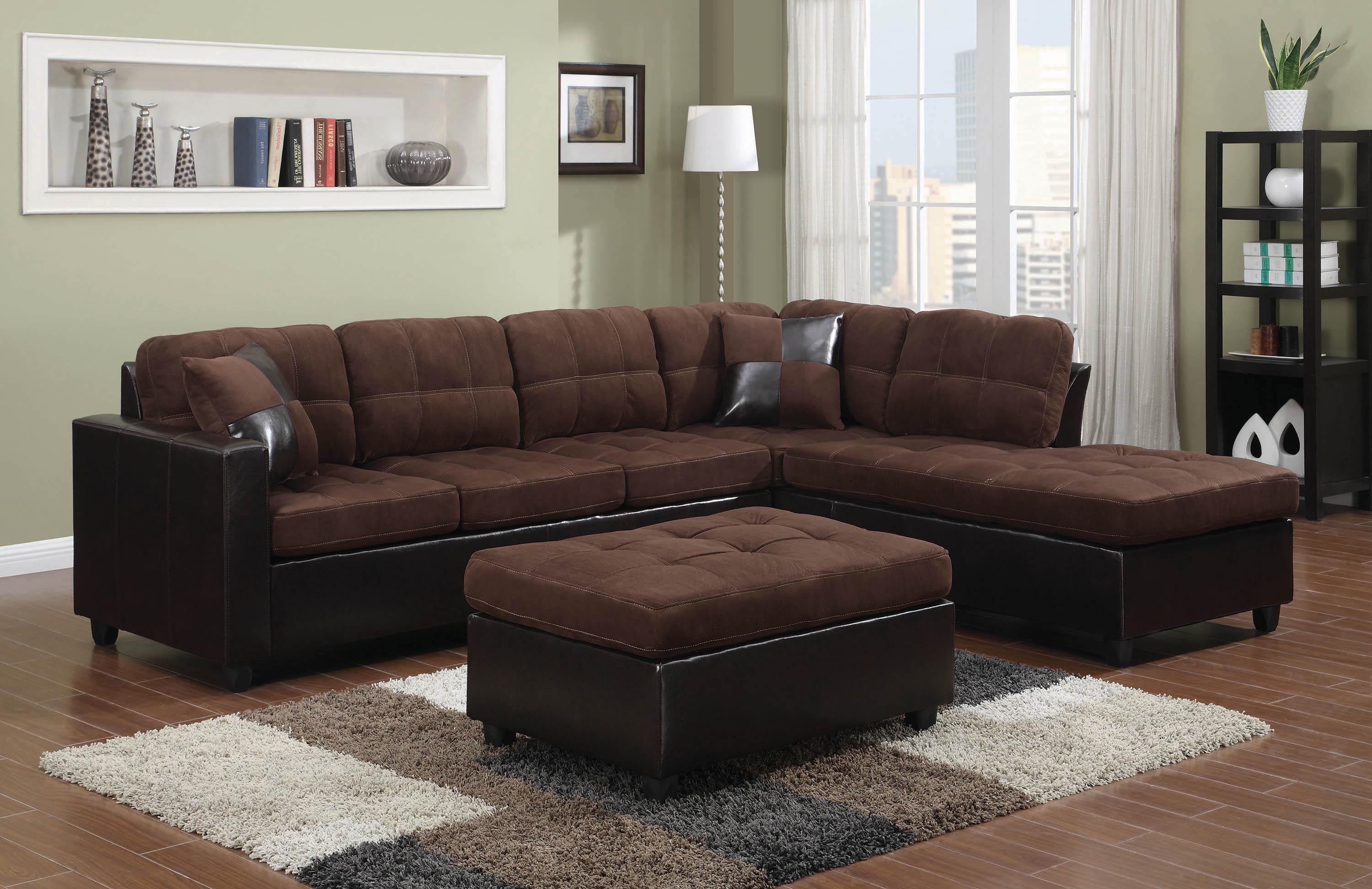 Contemporary Sectional Set 505655-2S Mallory 505655-2S in Chocolate Microfiber