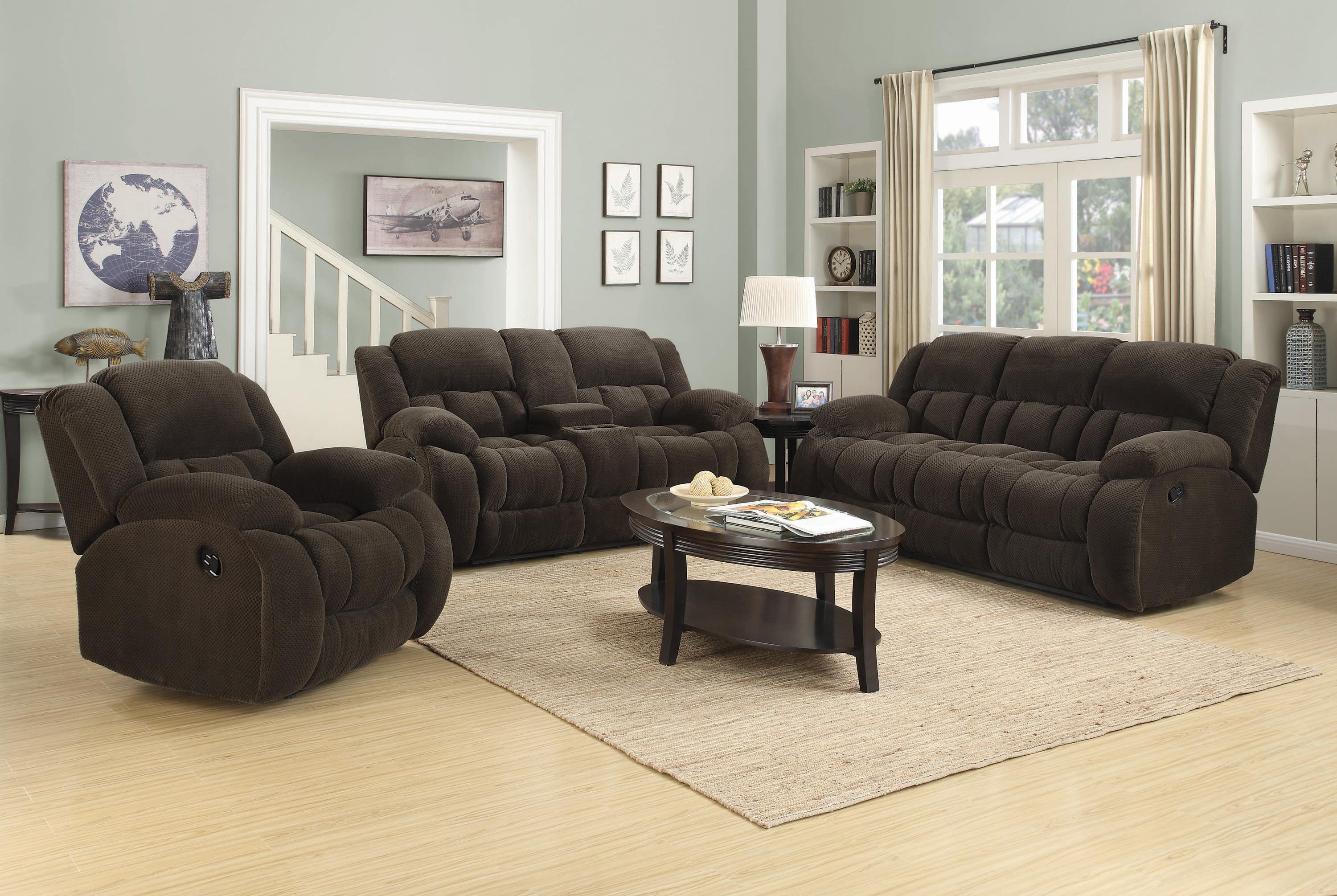 Contemporary Living Room Set 601924-S2 Weissman 601924-S2 in Chocolate 