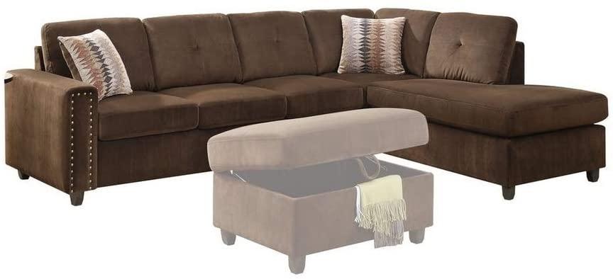 

    
Contemporary Chocolate Velvet L-Shaped Reversible Sectional Sofa by Acme Belville 52700-3pcs
