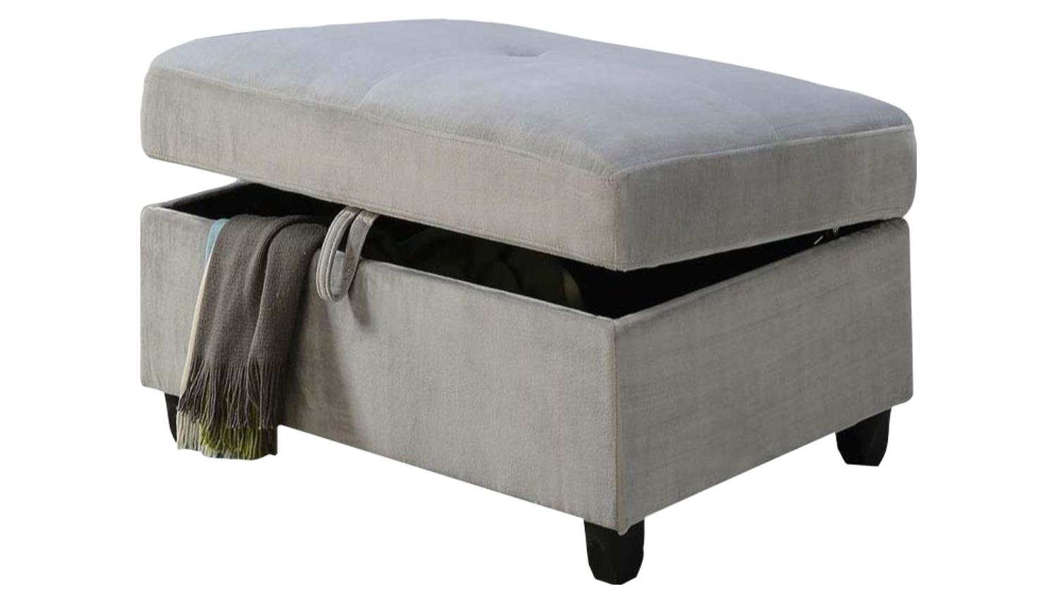 

    
Acme Furniture Belville Sectional w/ Ottoman Gray 52710-4pcs
