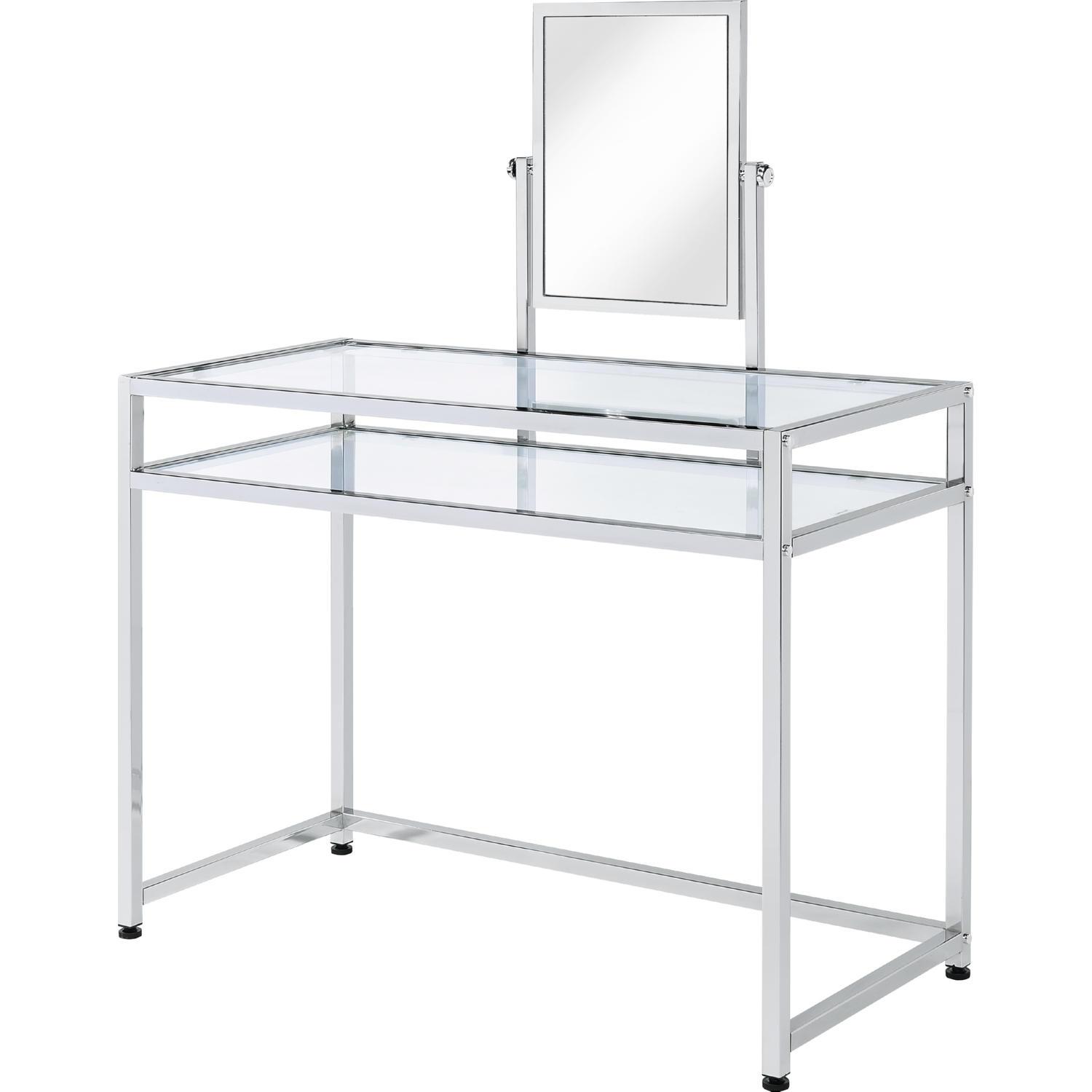 

    
Acme Furniture AC00666 Coleen Vanity Desk &amp; Mirror &amp; Chair Chrome AC00666-2pcs
