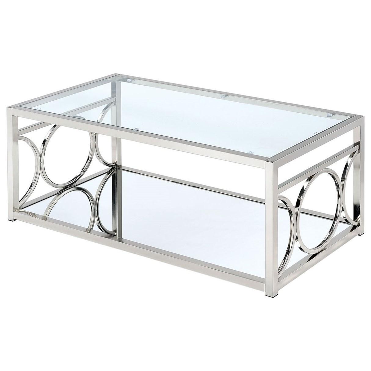 Contemporary Coffee Table CM4166CRM-C Rylee CM4166CRM-C in Chrome 