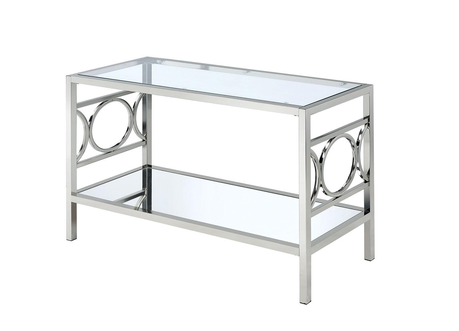 

    
Contemporary Chrome Tempered Glass Sofa Table Furniture of America CM4166CRM-S Rylee
