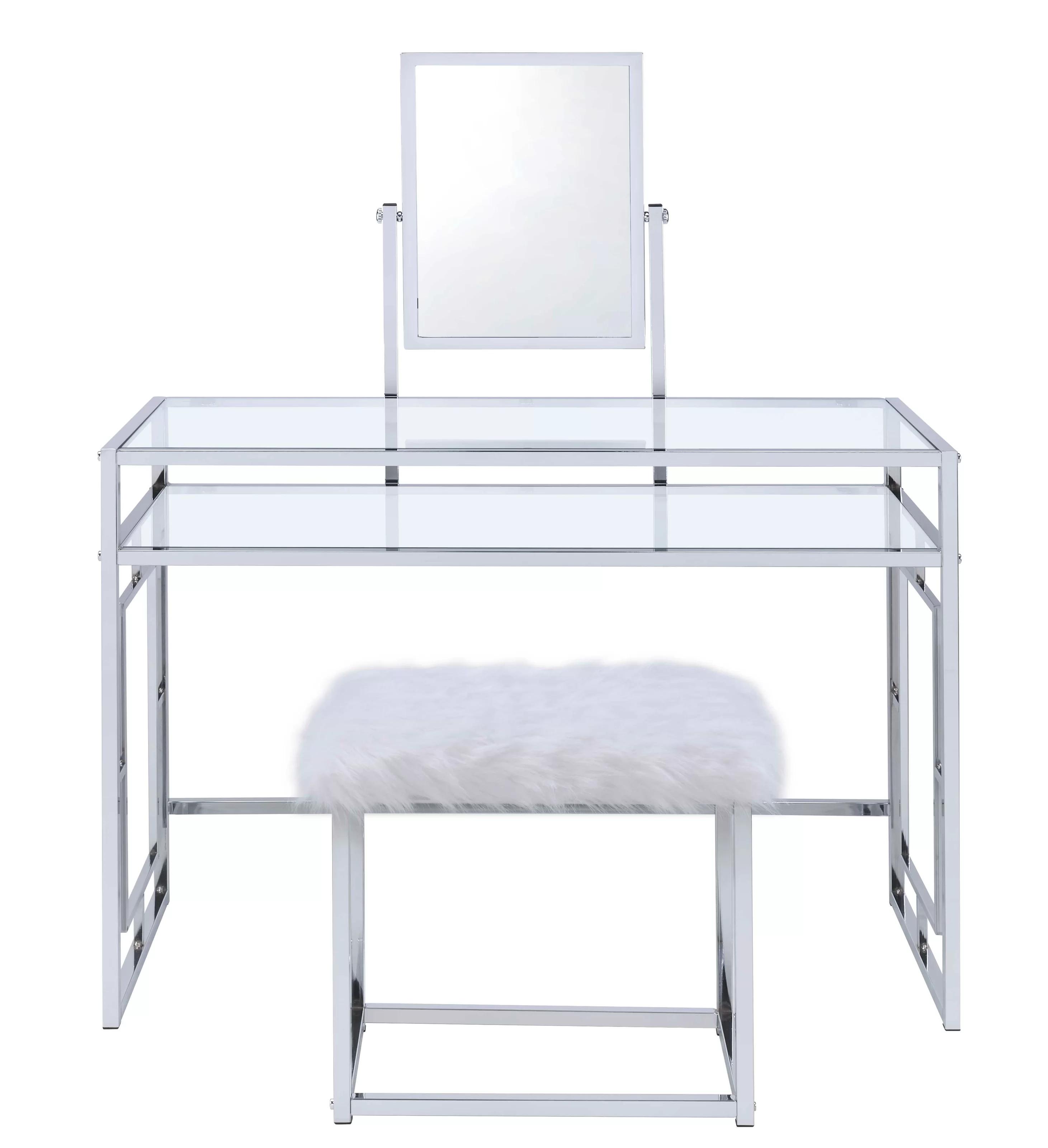

    
Acme Furniture Carenze II Vanity desk &amp; stool White 90314-2pcs
