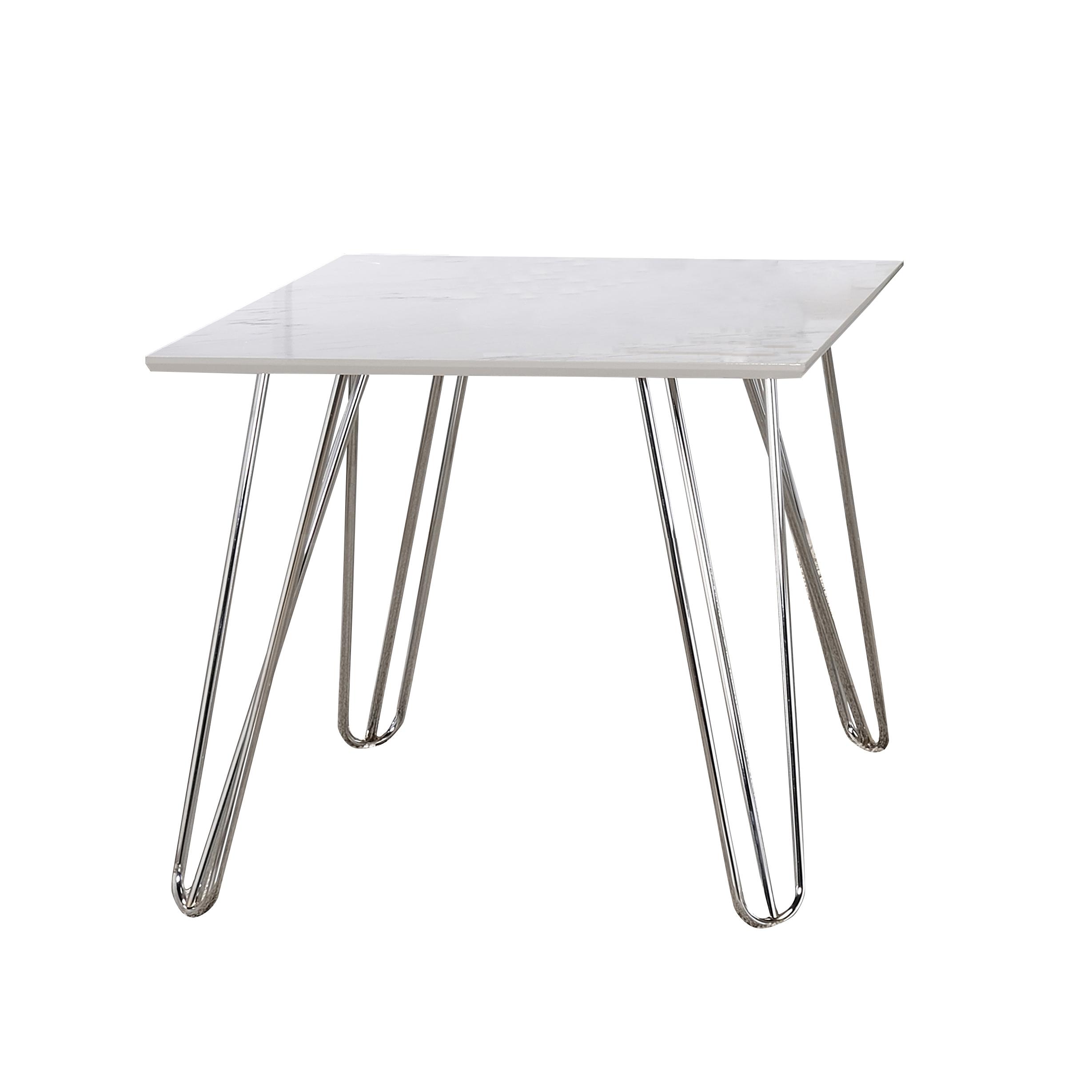 Contemporary End Table 724287 724287 in Chrome, White 