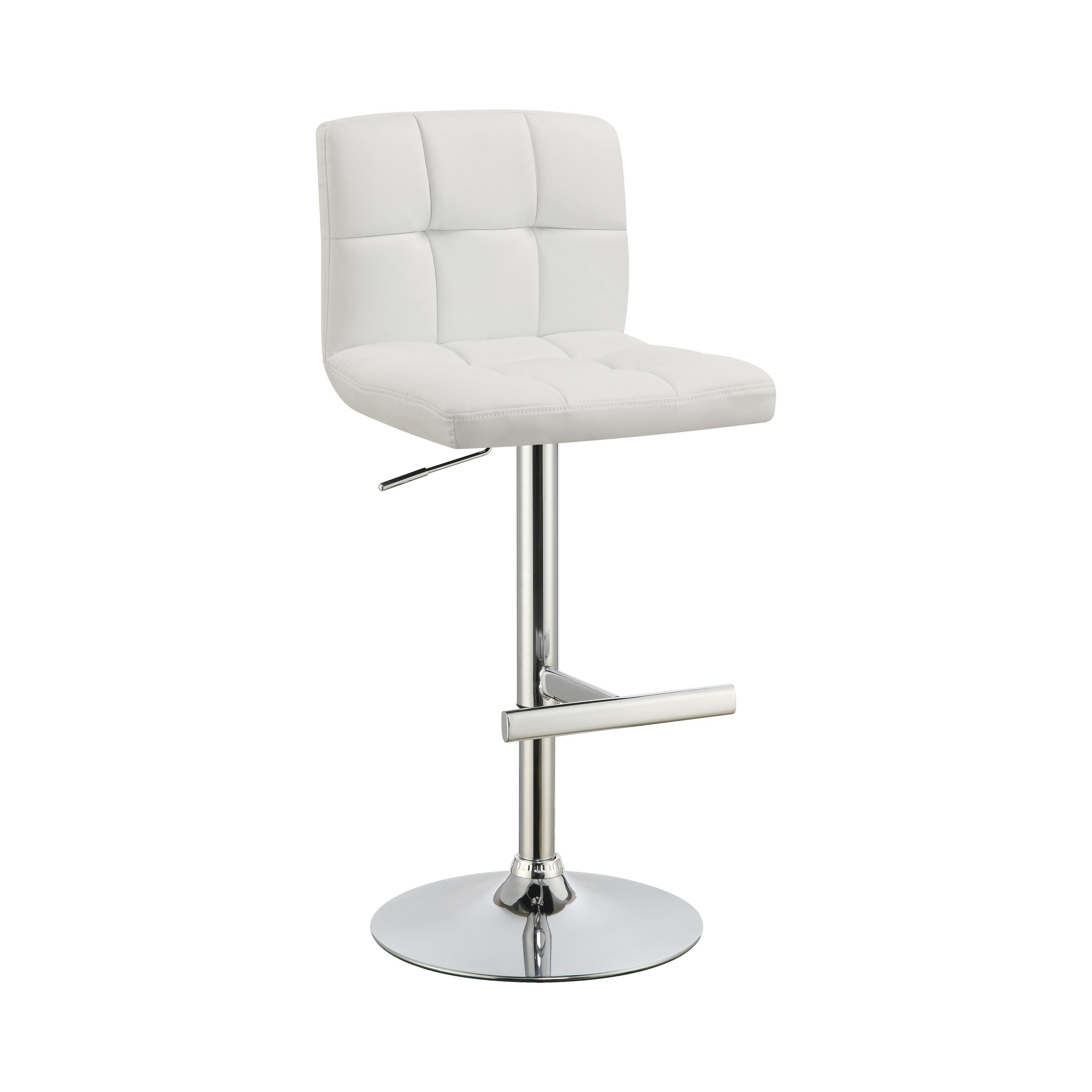 Contemporary Bar Stool Set 120356 120356 in White Leatherette