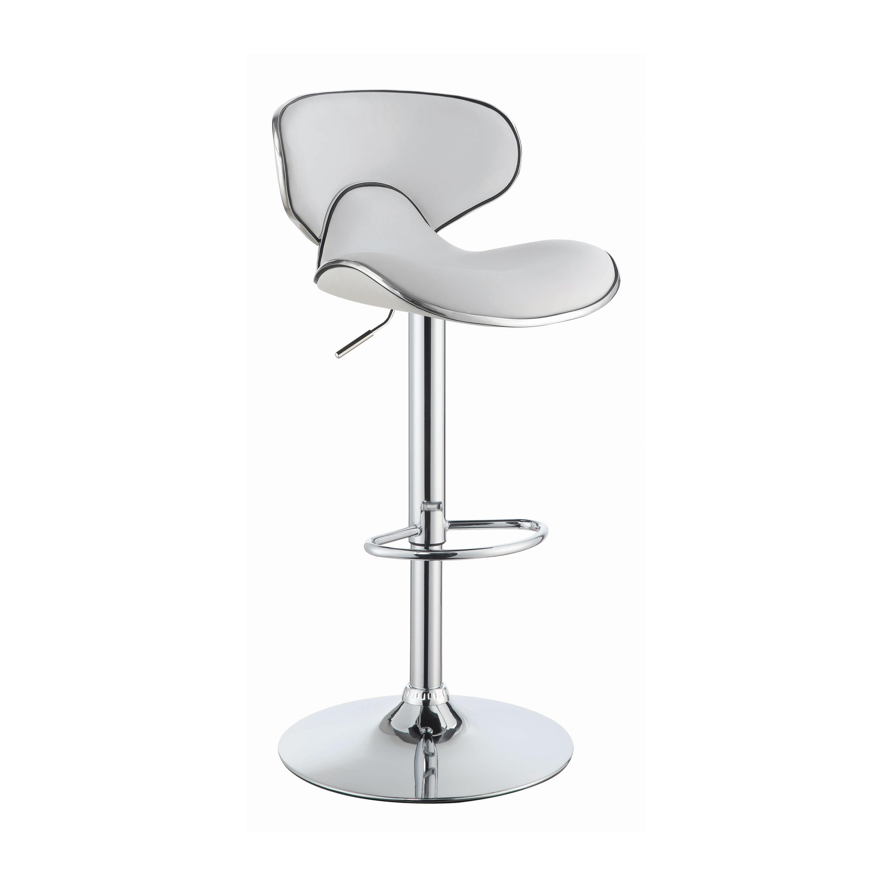 Contemporary Bar Stool Set 120389 120389 in White Leatherette