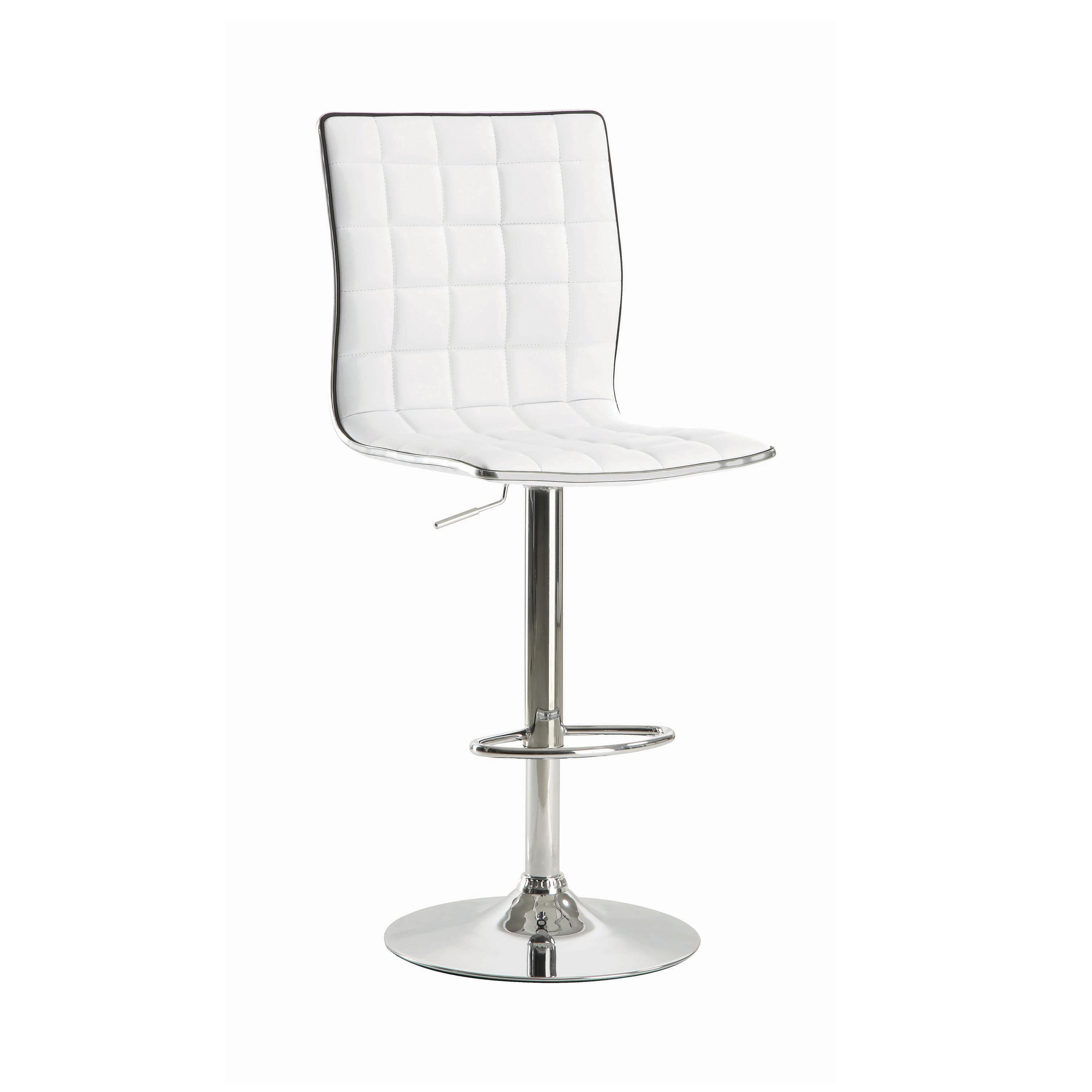 Contemporary Bar Stool Set 122089 122089 in White Leatherette