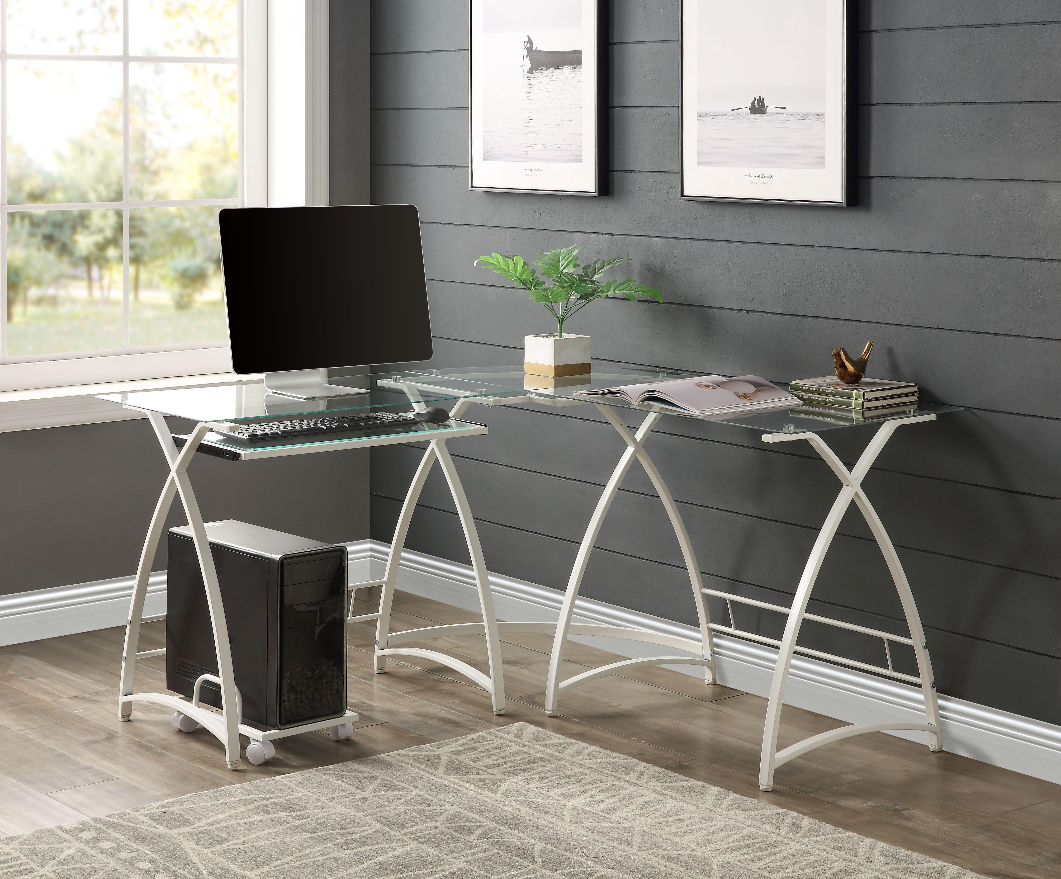 

    
Contemporary Clear Glass & Black Finish Computer Desk by Acme OF00040 Dazenus
