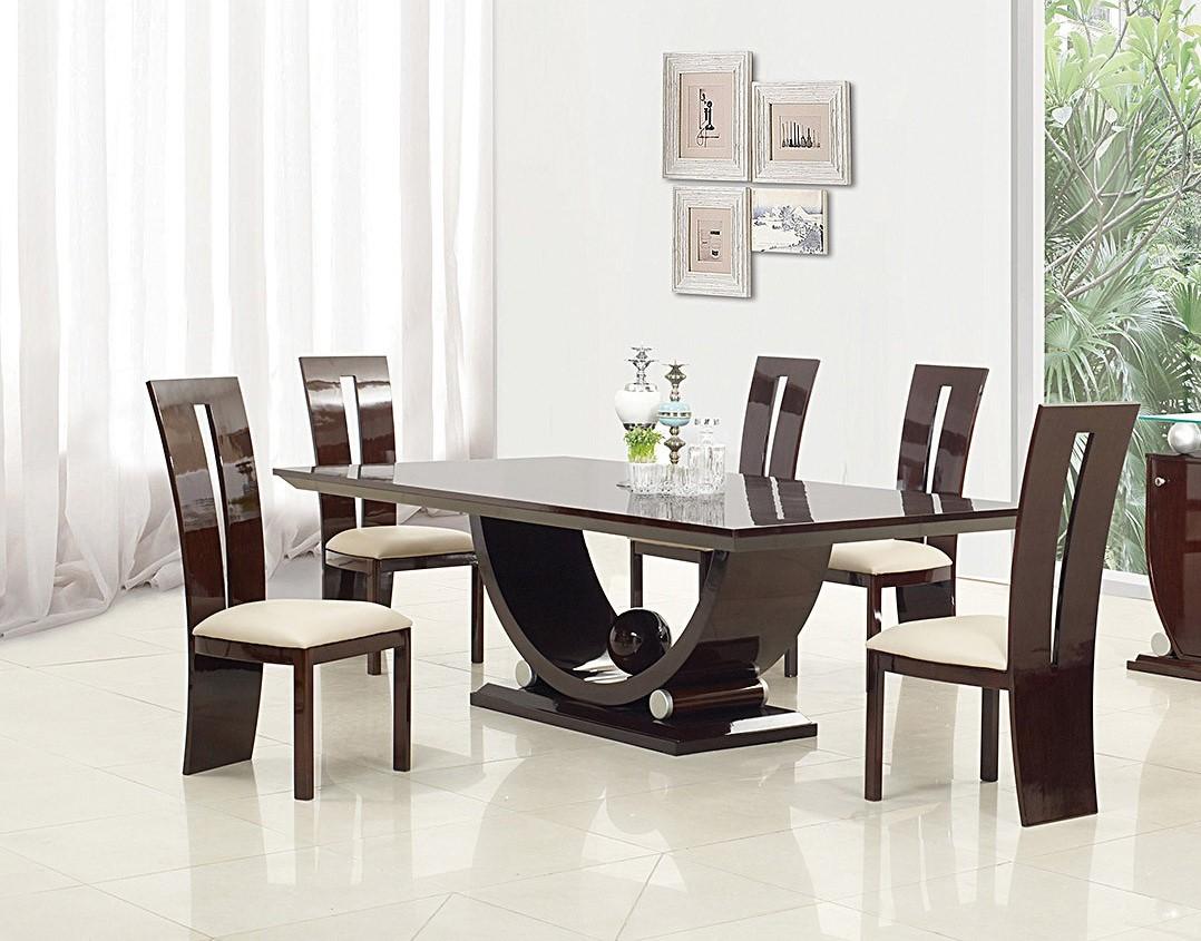 

    
Dark Brown Lacquer Dining Set 8Pcs w/Buffet D12117 Global United Contemporary
