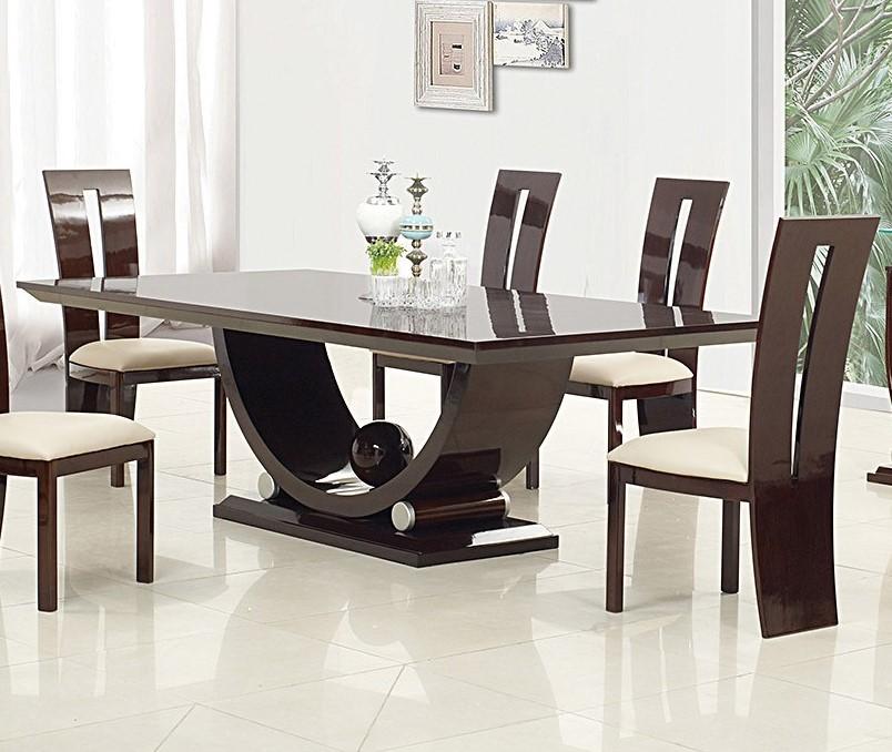 

    
Dark Brown Lacquer Dining table Set 7Pcs D12117 Global United Contemporary
