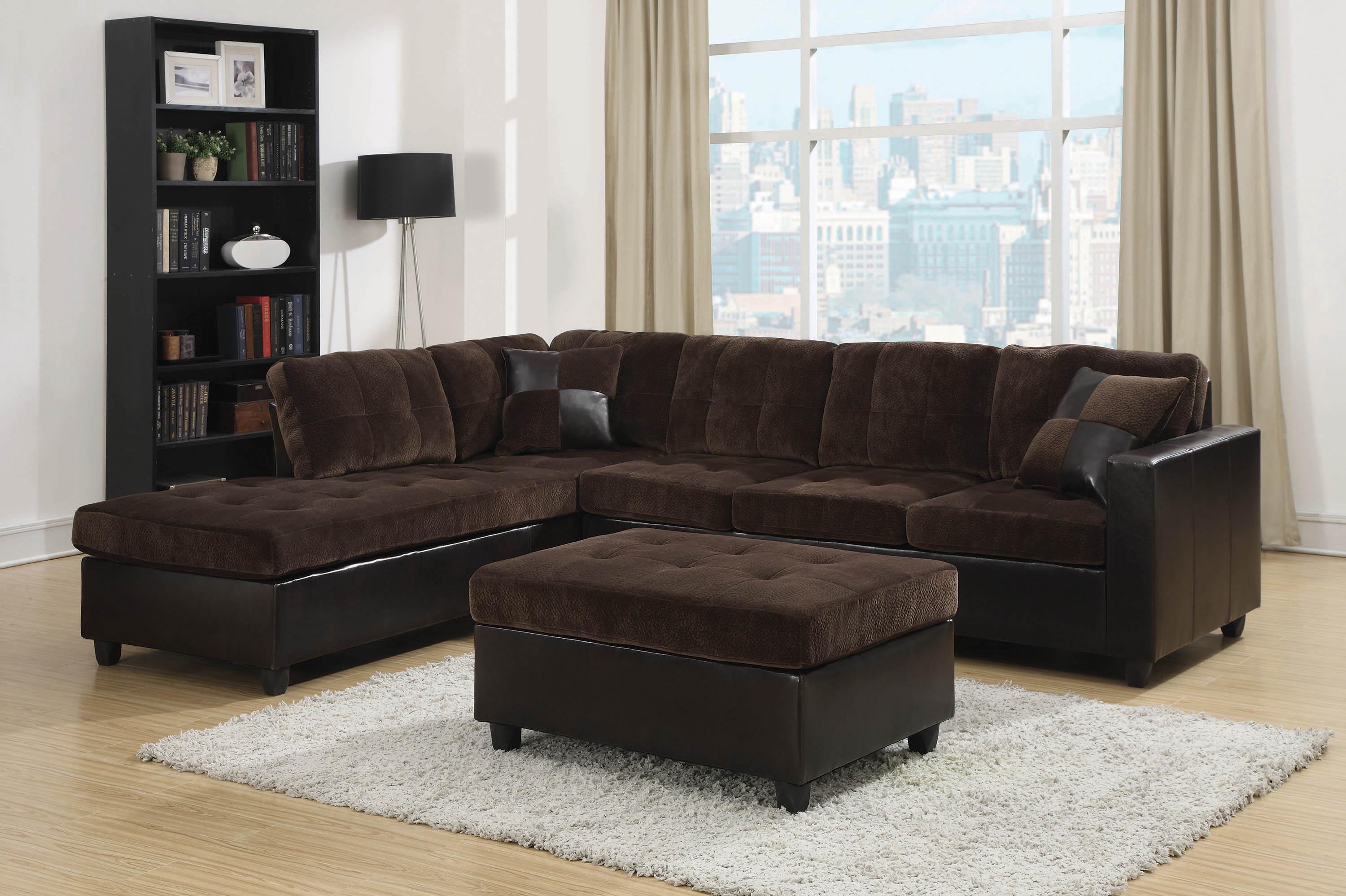 

    
Contemporary Dark Chocolate Microfiber & Leatherette Sectional Coaster 505645 Mallory
