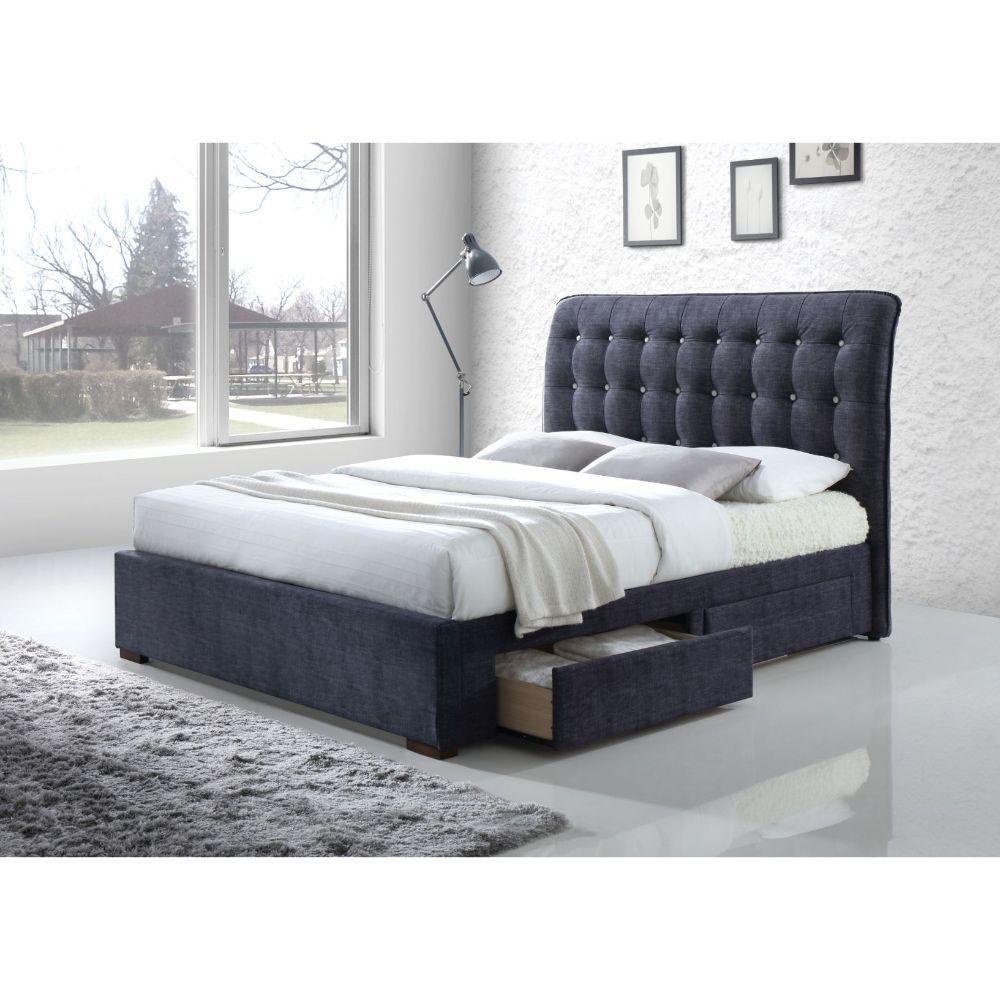 

                    
Acme Furniture Saveria Bedroom Set Dark Gray Upholstered Purchase 
