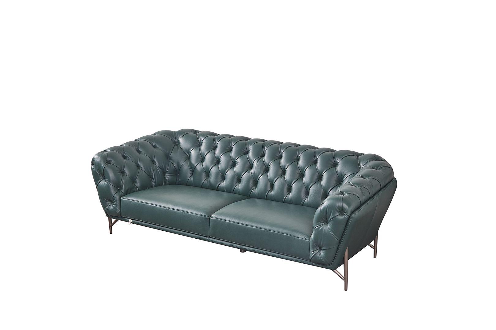 

    
Green Top-Grain Italian Leather Sofa Set 3Pcs EK8009-DGN American Eagle Classic
