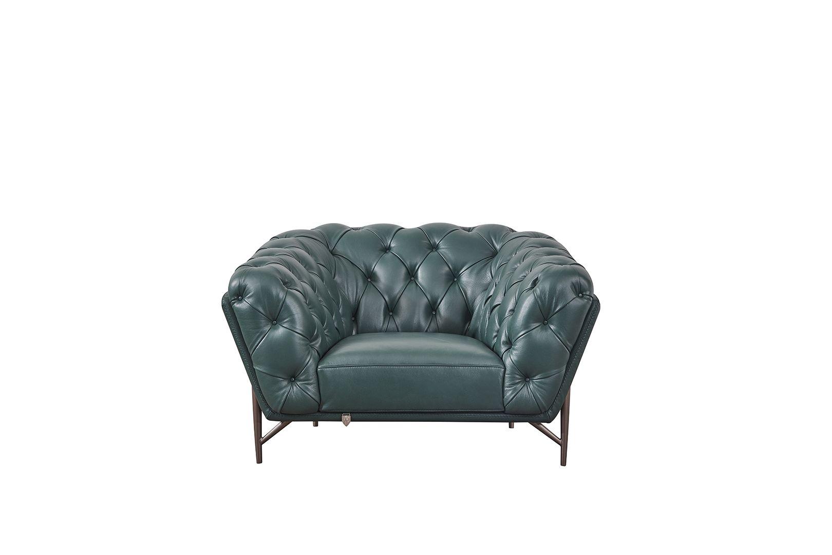 

    
 Order  Green Top-Grain Italian Leather Sofa Set 3Pcs EK8009-DGN American Eagle Classic
