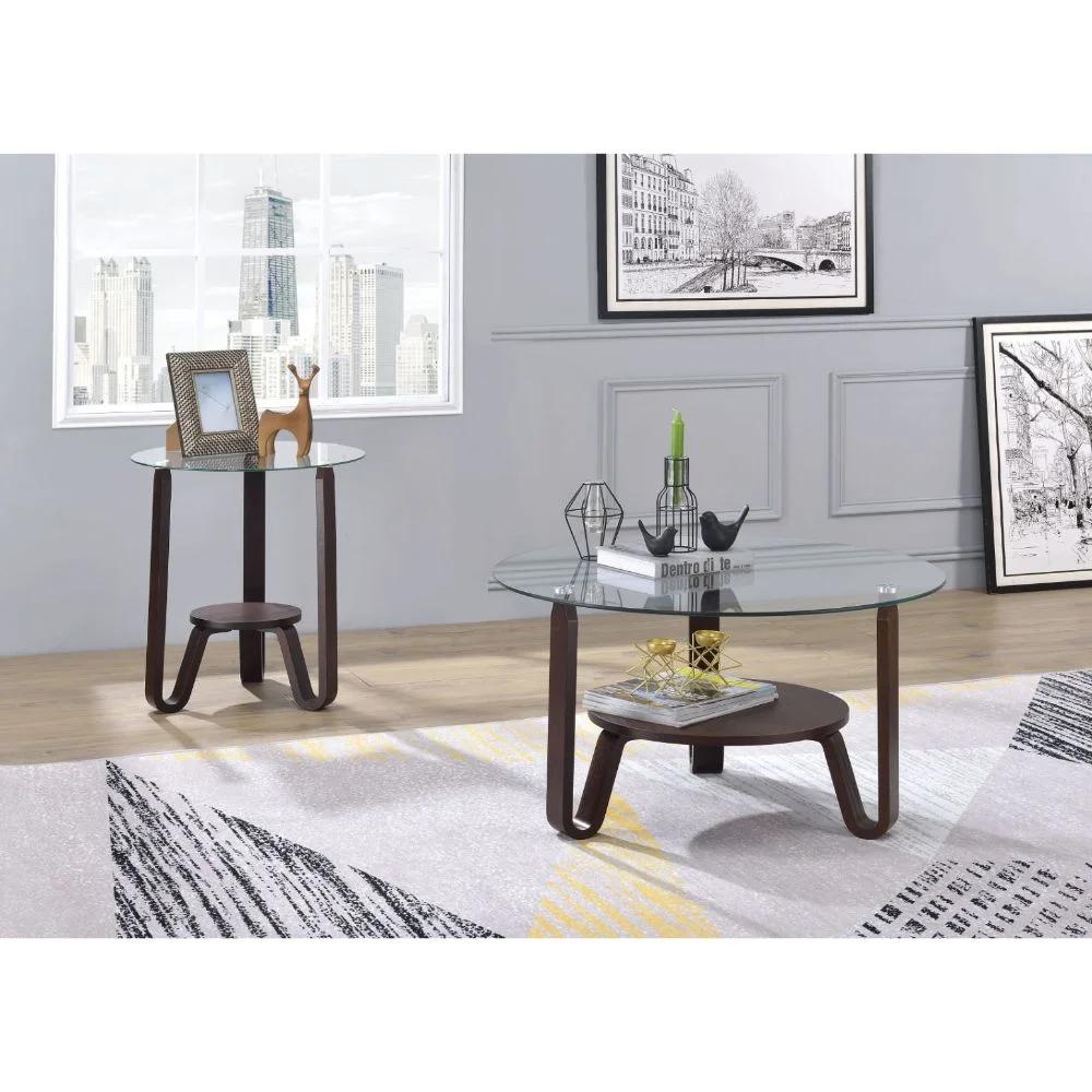 

    
Contemporary Dark Walnut Coffee Table + 2 End Tables by Acme Darby 81105-3pcs
