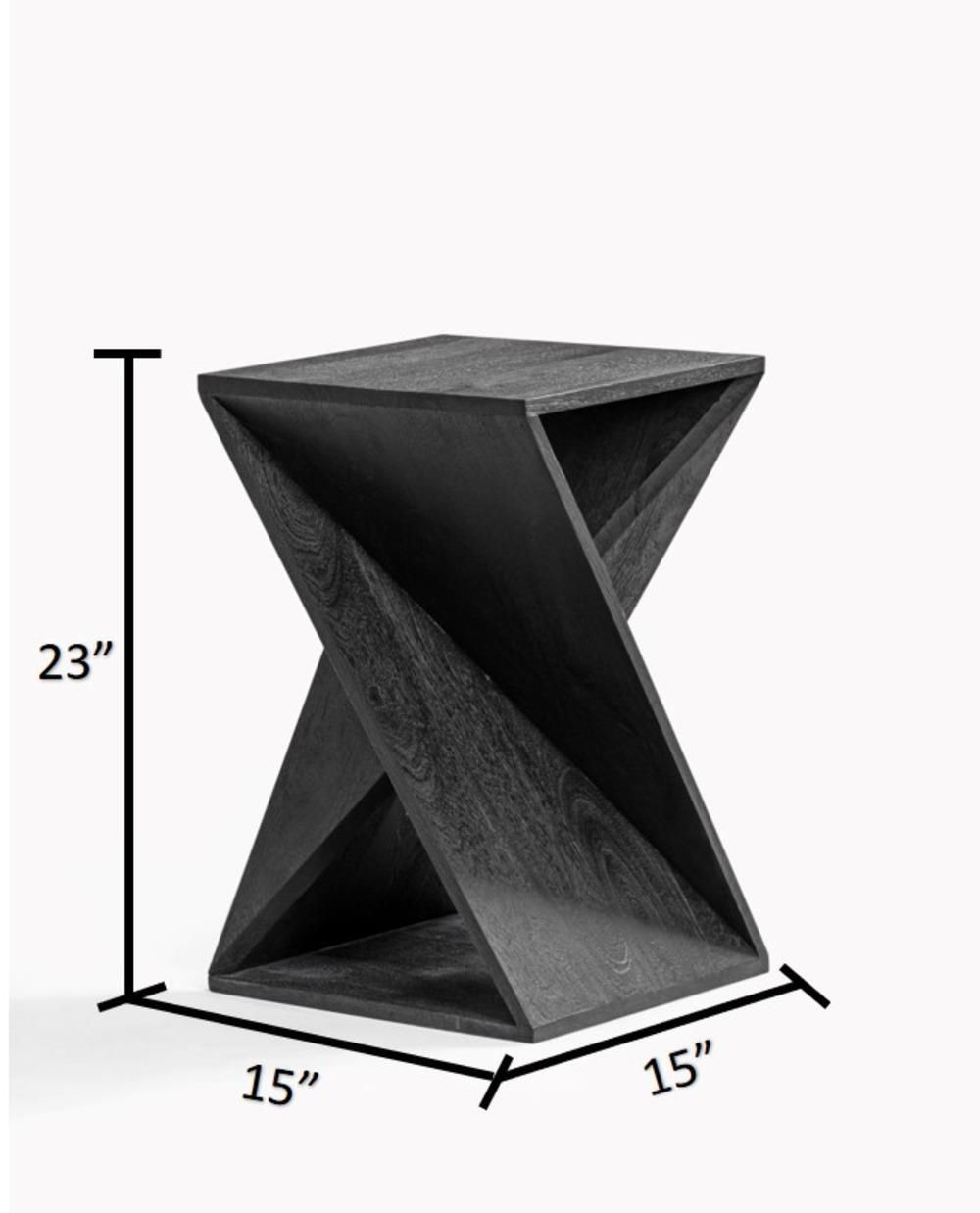 

    
Contemporary Distress Black Mango Wood Twisted End Table Albany Living TW-003
