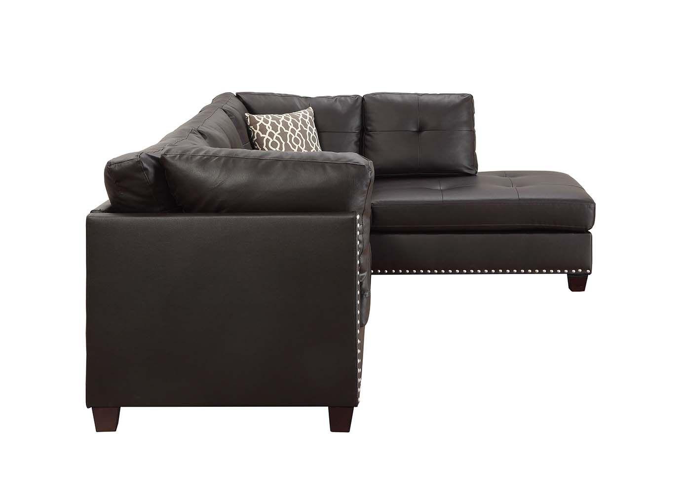 

    
Contemporary Ebony PU RF Chaise Sectional Sofa & Ottoman by Acme Laurissa 54405-3pcs
