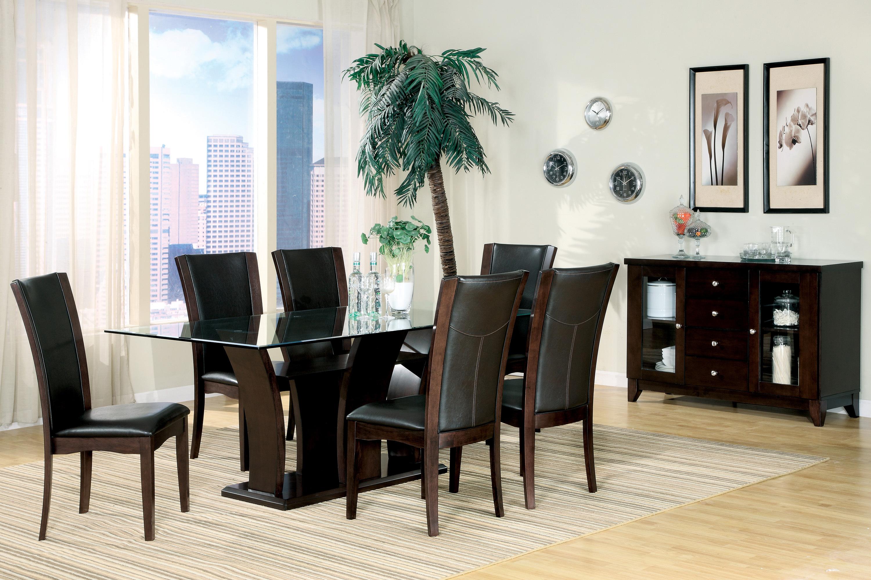 Contemporary Dining Room Set 710-72-8PC Daisy 710-72-8PC in Espresso, Brown Faux Leather