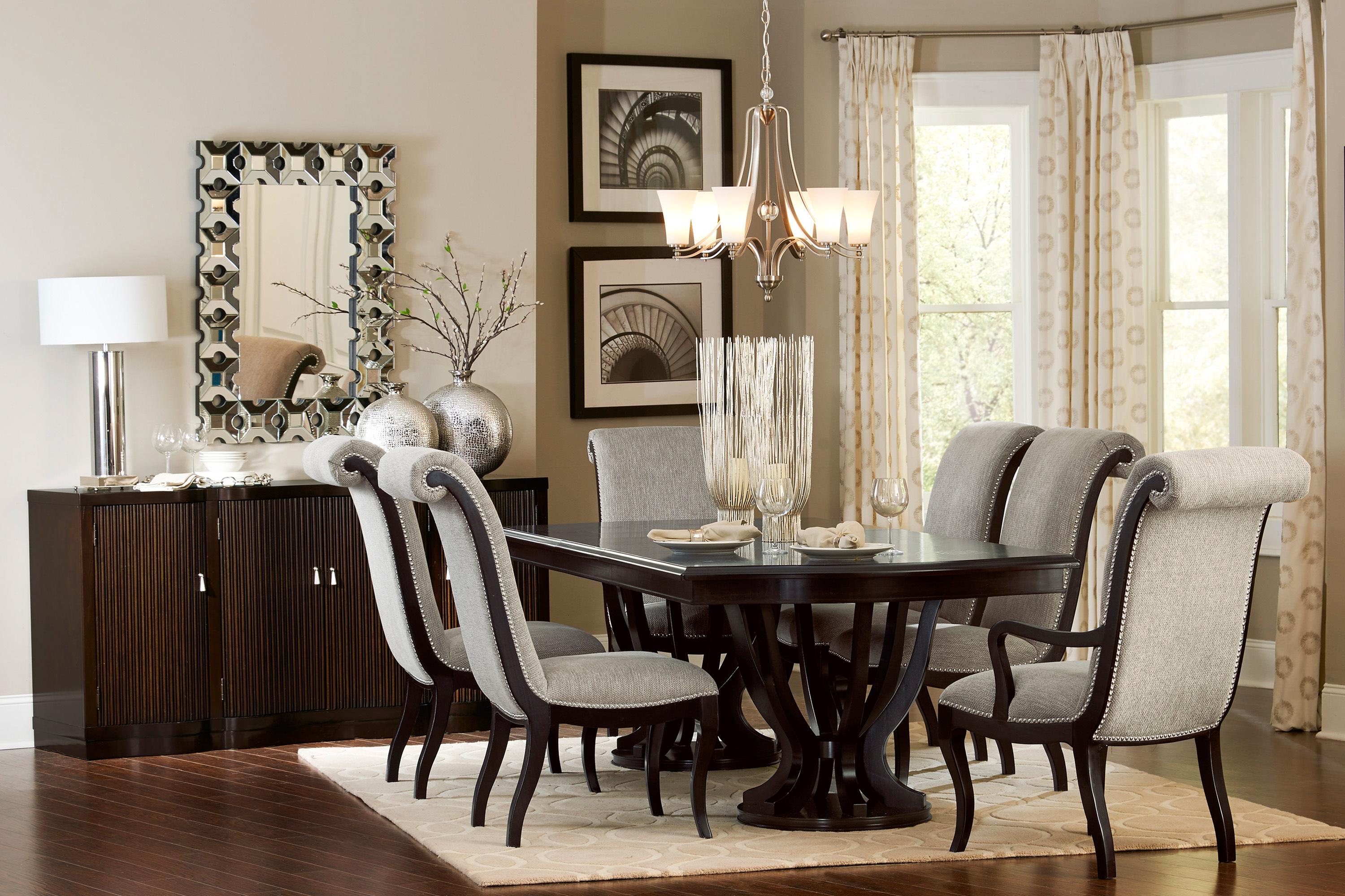 Contemporary Dining Room Set 5494-106*8PC Savion 5494-106*8PC in Espresso Faux Leather
